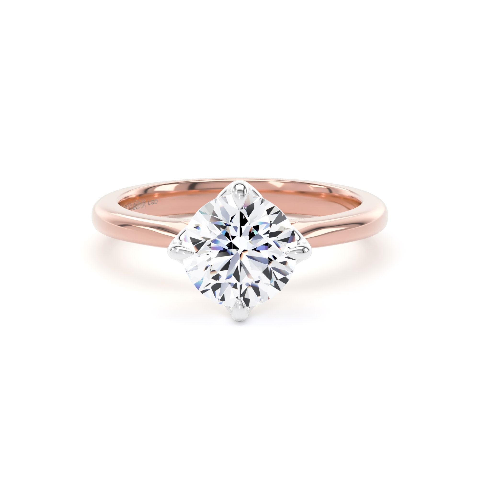 18ct Rose Gold and Platinum 1.50cttw Compass Set Brilliant Cut Lab Grown Diamond Solitaire Engagement Ring