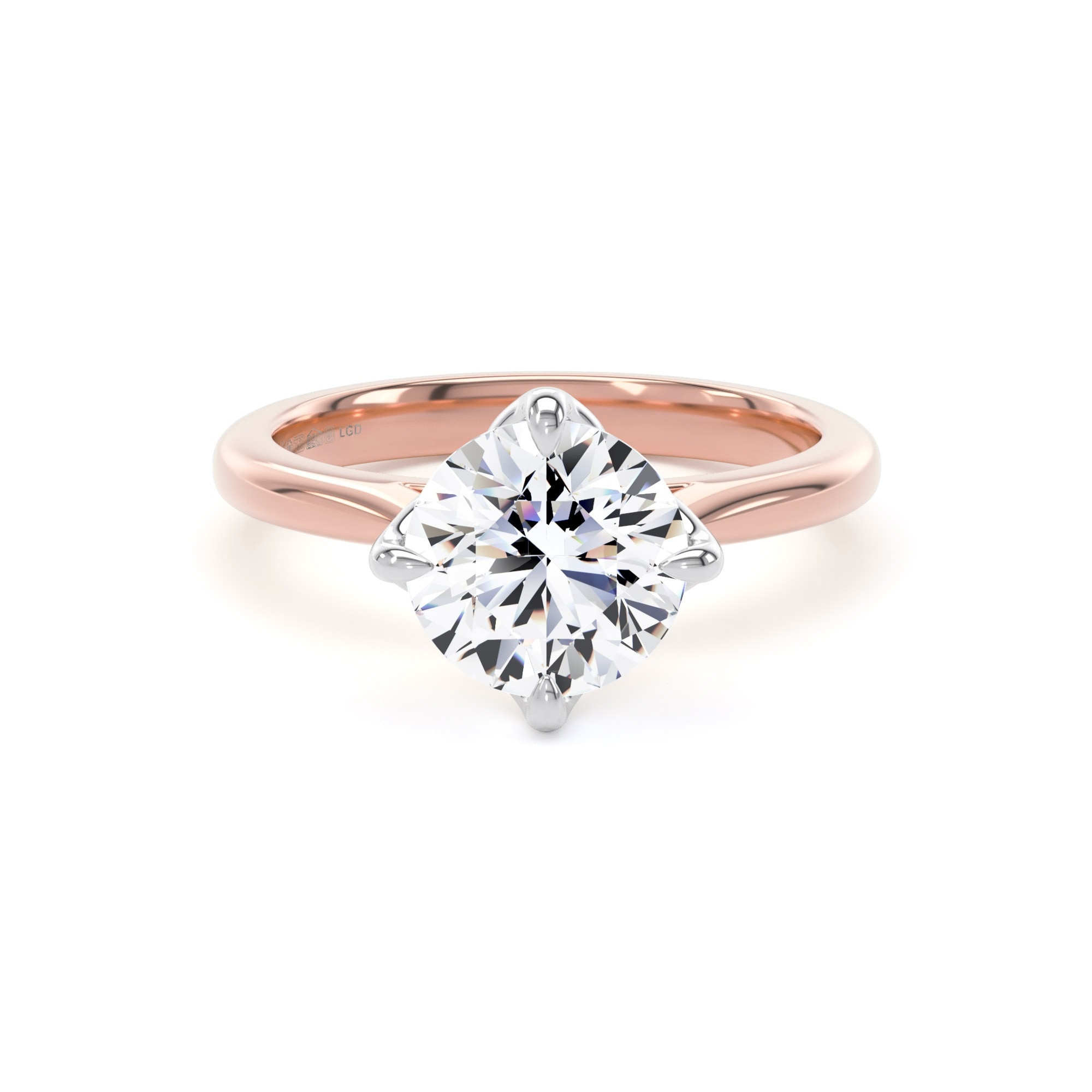 18ct Rose Gold and Platinum 2.00cttw Compass Set Brilliant Cut Lab Grown Diamond Solitaire Engagement Ring