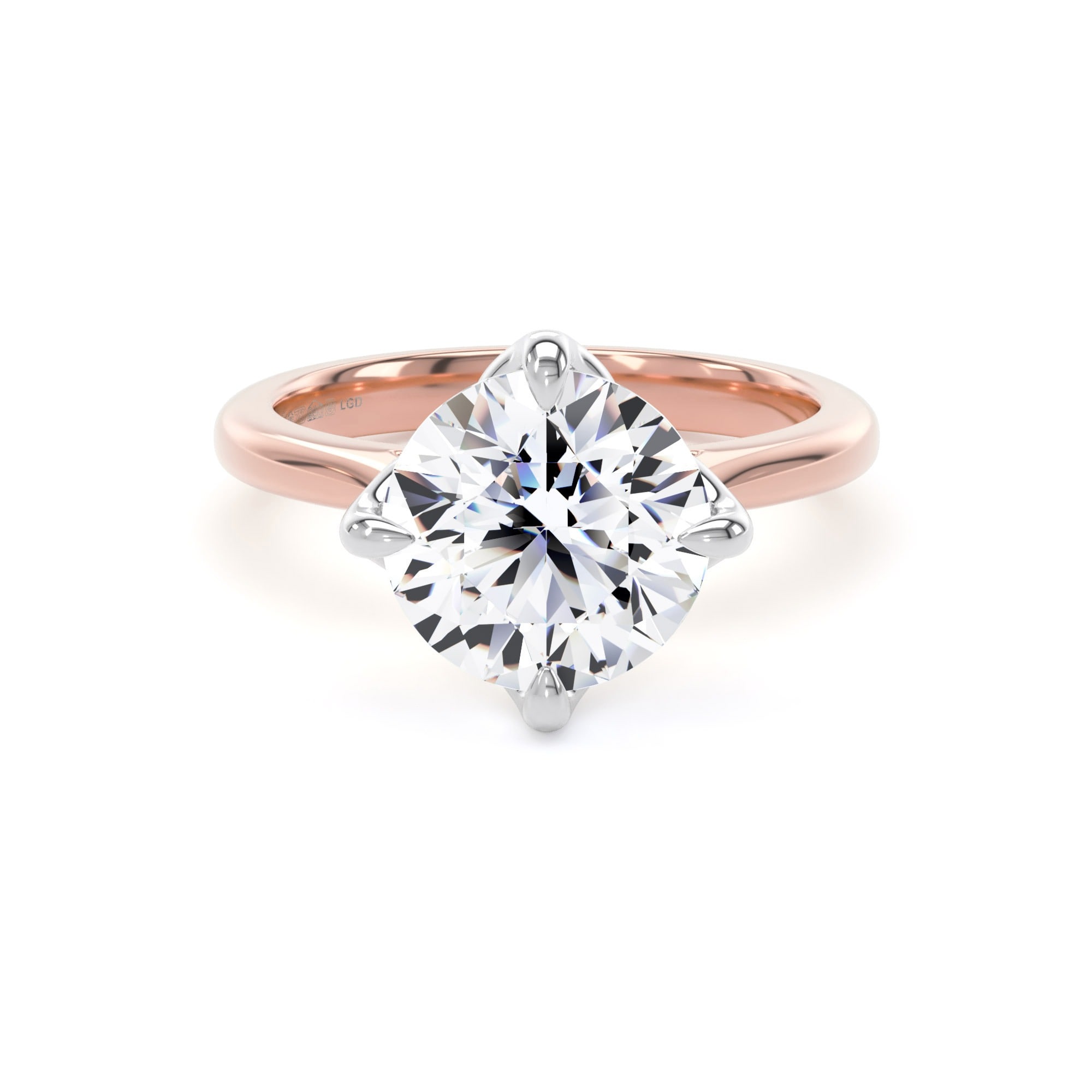 18ct Rose Gold and Platinum 3.00cttw Compass Set Brilliant Cut Lab Grown Diamond Solitaire Engagement Ring