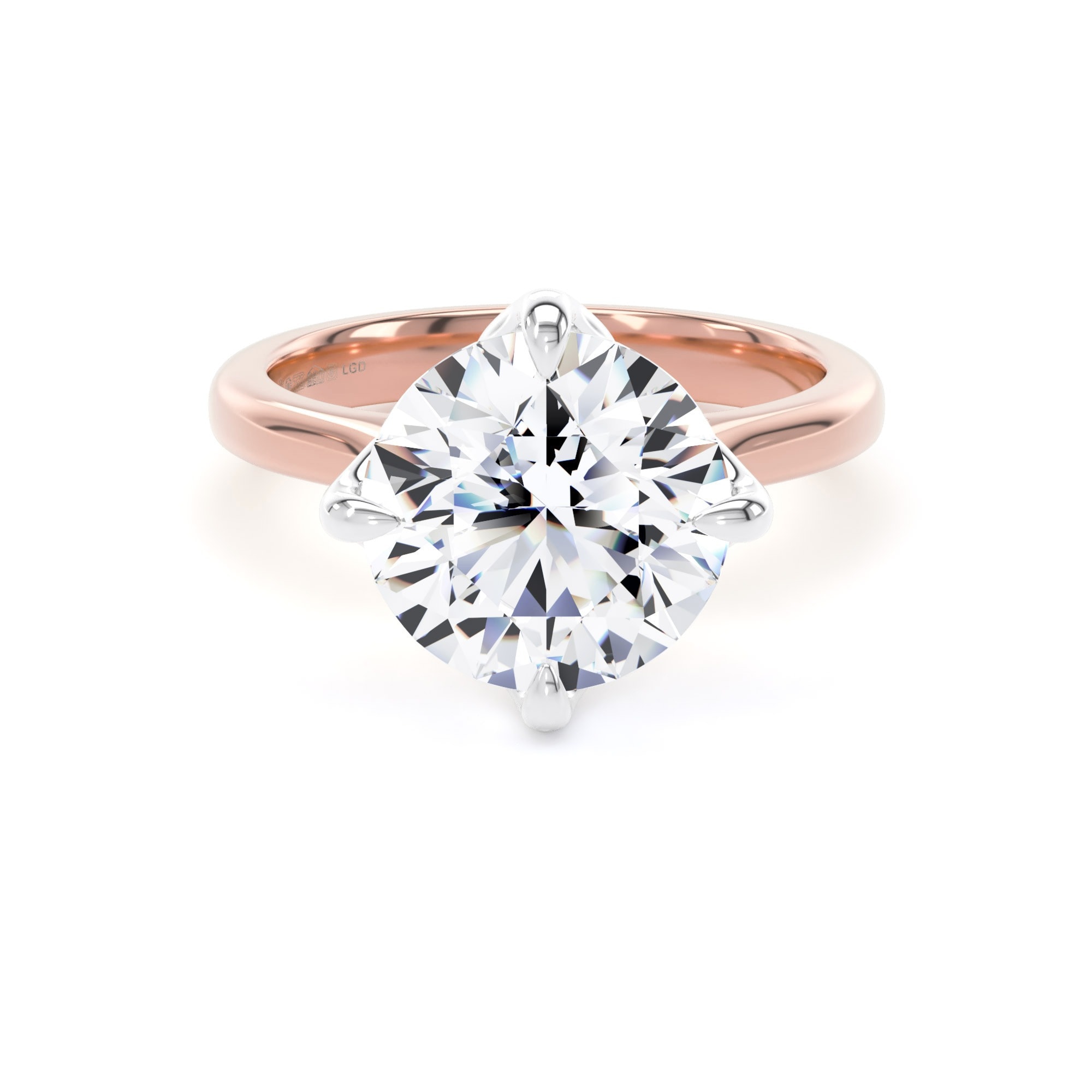 18ct Rose Gold and Platinum 4.00cttw Compass Set Brilliant Cut Lab Grown Diamond Solitaire Engagement Ring