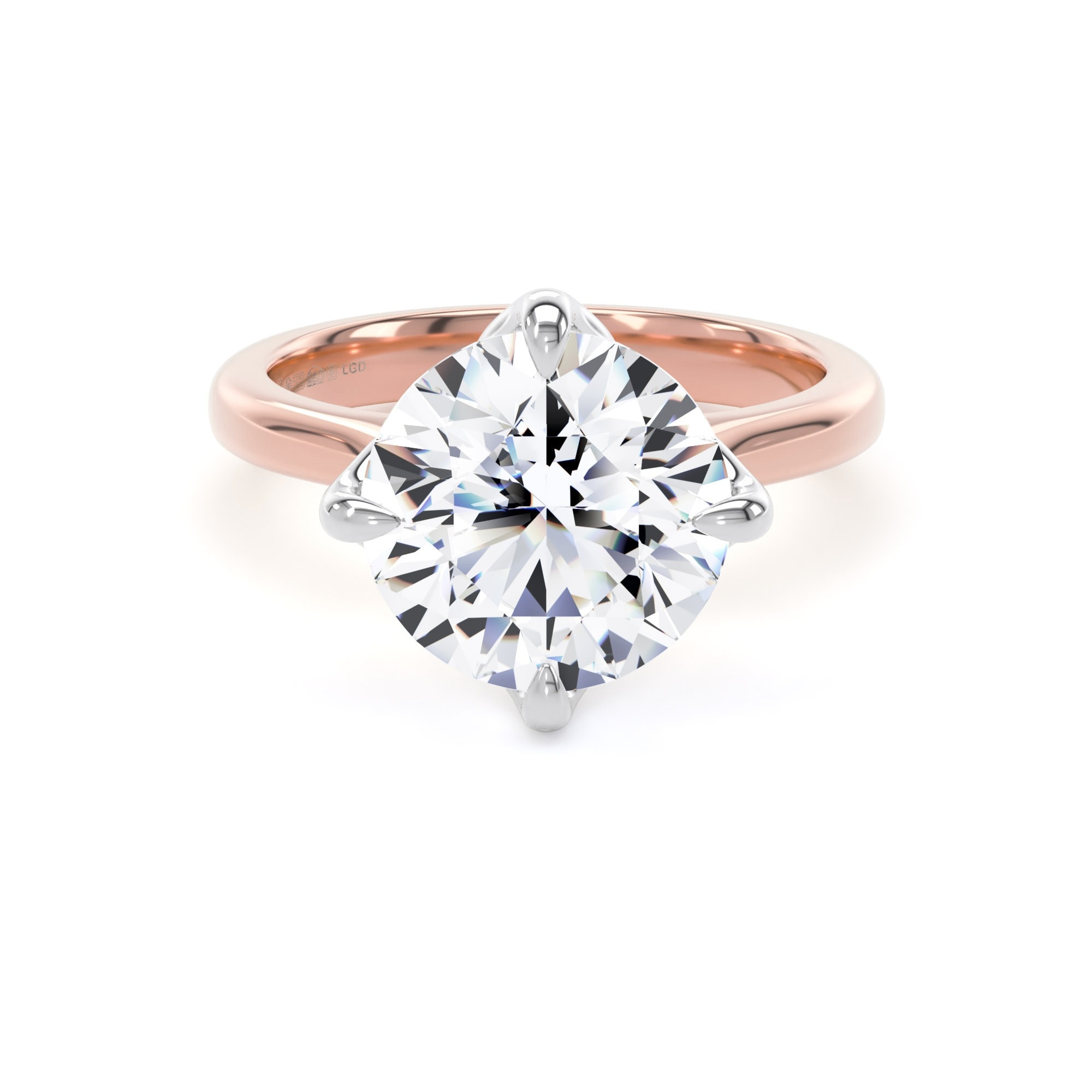 18ct Rose Gold and Platinum 5.00cttw Compass Set Brilliant Cut Lab Grown Diamond Solitaire Engagement Ring