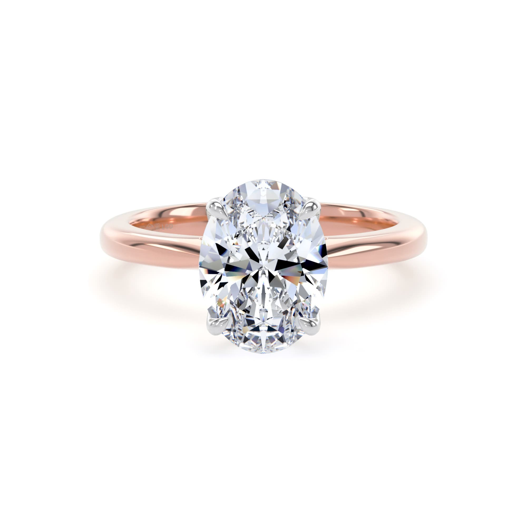 18ct Rose Gold and Platinum 2.00cttw Oval Cut Lab Grown Diamond Solitaire Engagement Ring