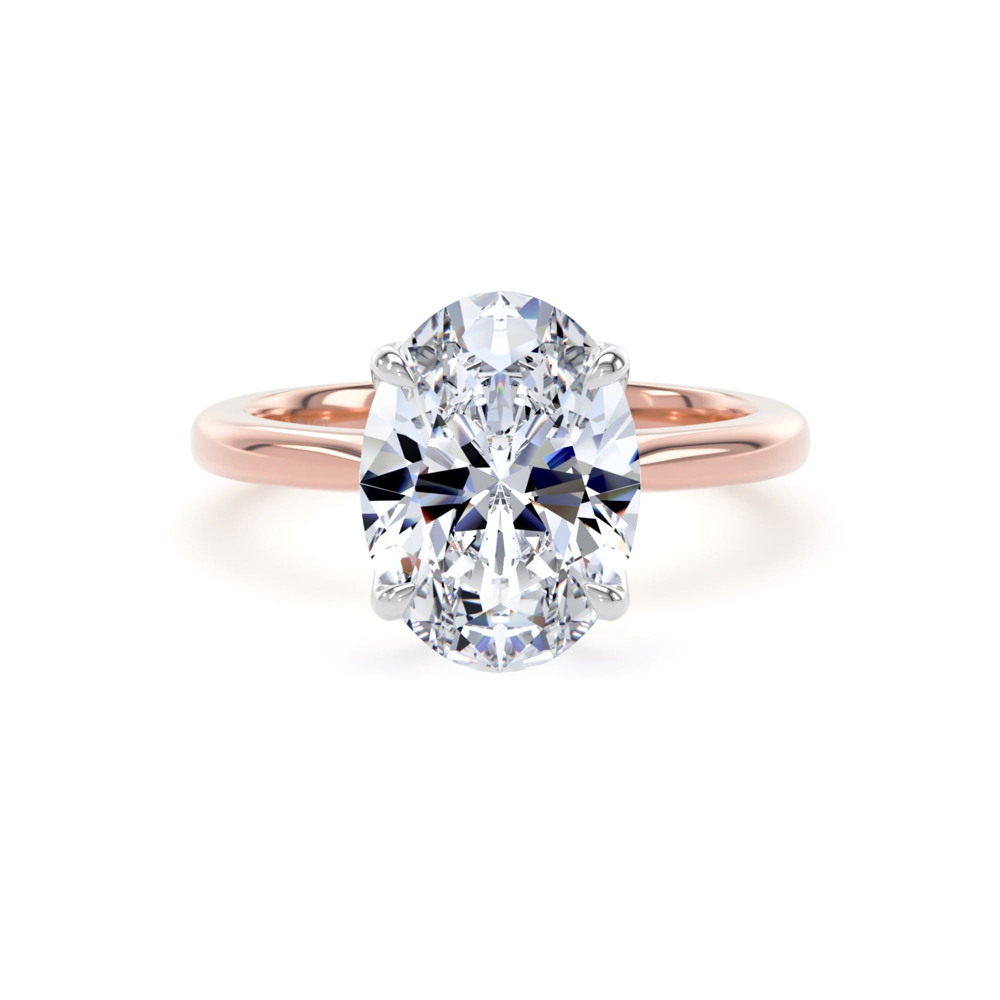 18ct Rose Gold and Platinum 3.00cttw Oval Cut Lab Grown Diamond Solitaire Engagement Ring
