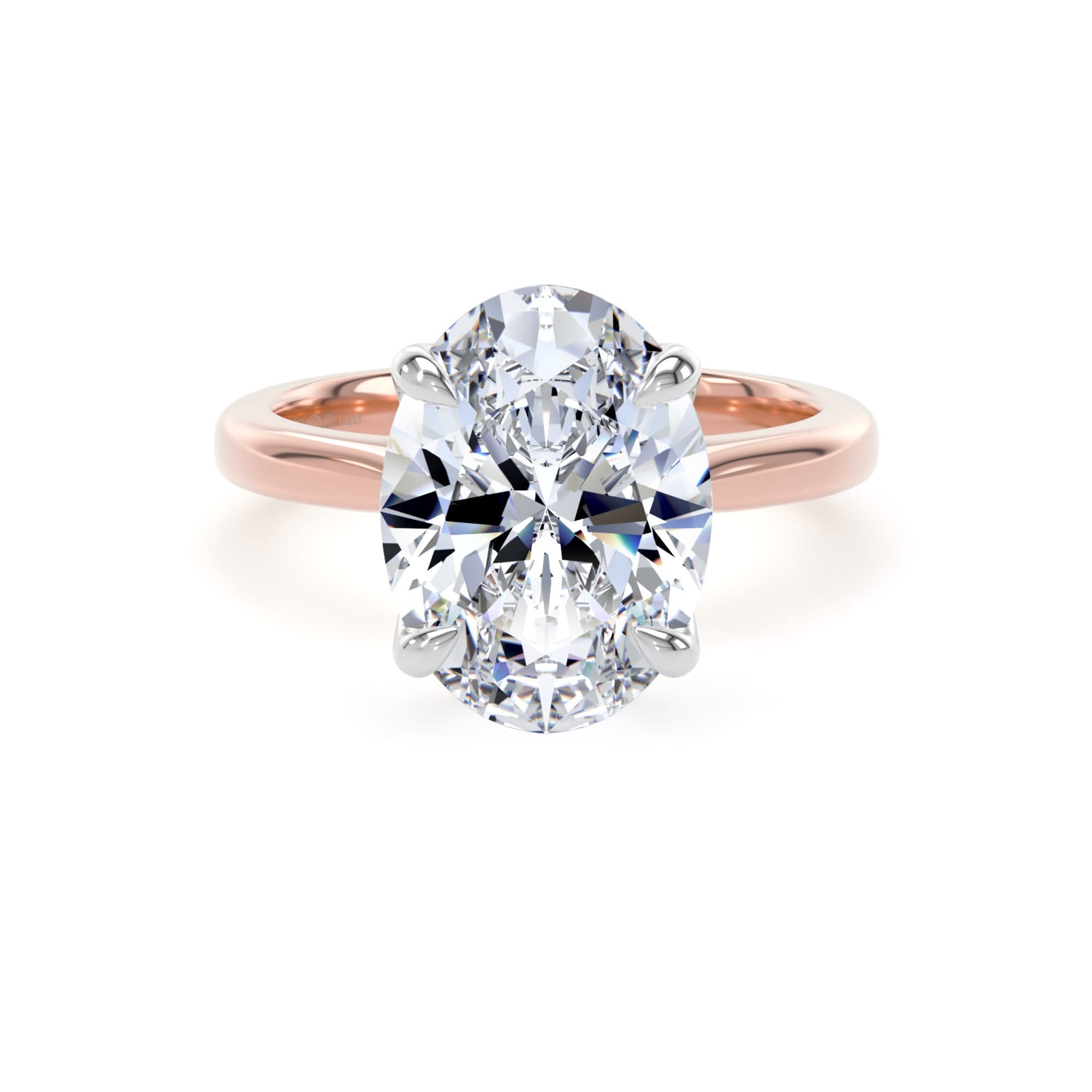 18ct Rose Gold and Platinum 4.00cttw Oval Cut Lab Grown Diamond Solitaire Engagement Ring