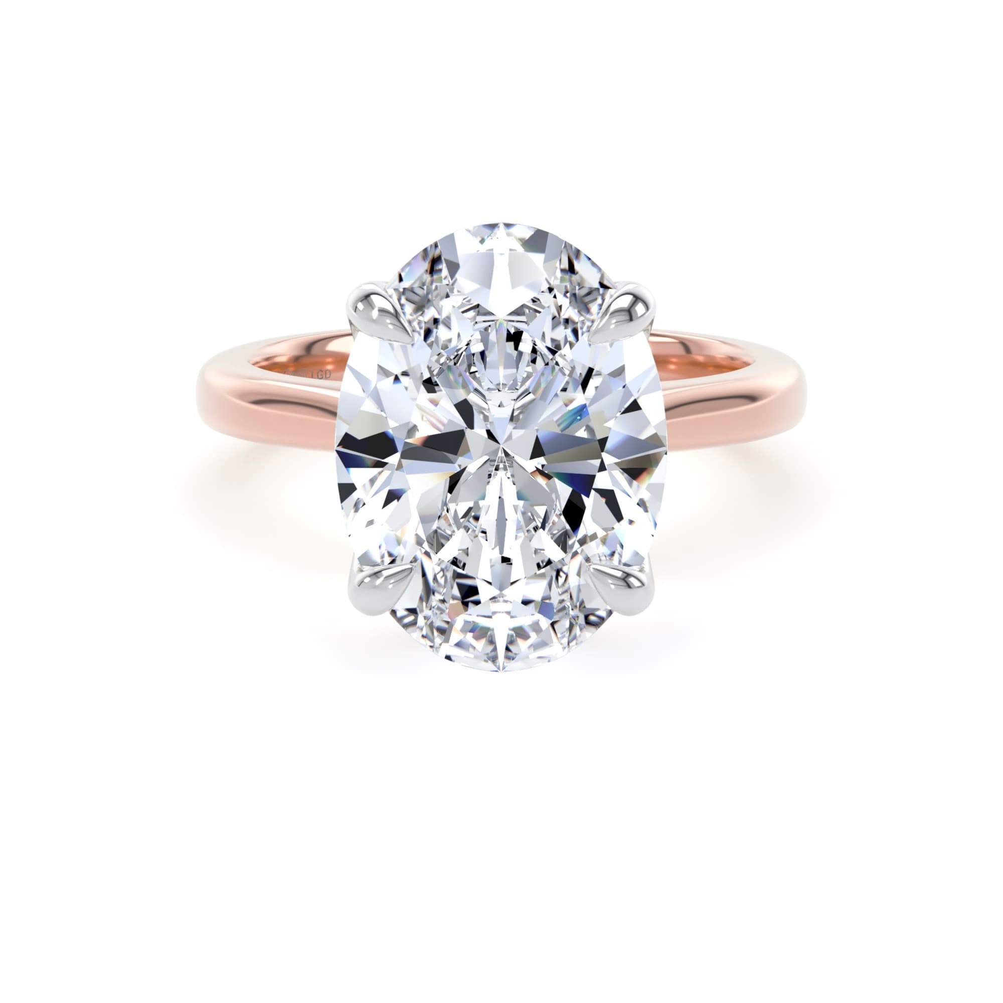 18ct Rose Gold and Platinum 5.00cttw Oval Cut Lab Grown Diamond Solitaire Engagement Ring