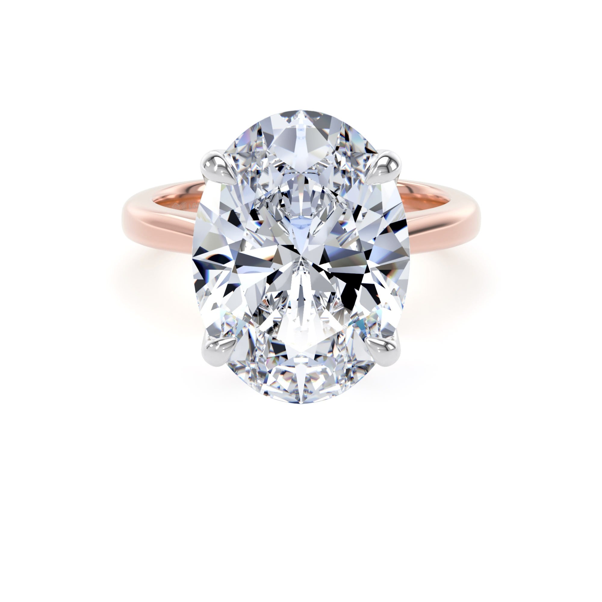 18ct Rose Gold and Platinum 7.00cttw Oval Cut Lab Grown Diamond Solitaire Engagement Ring