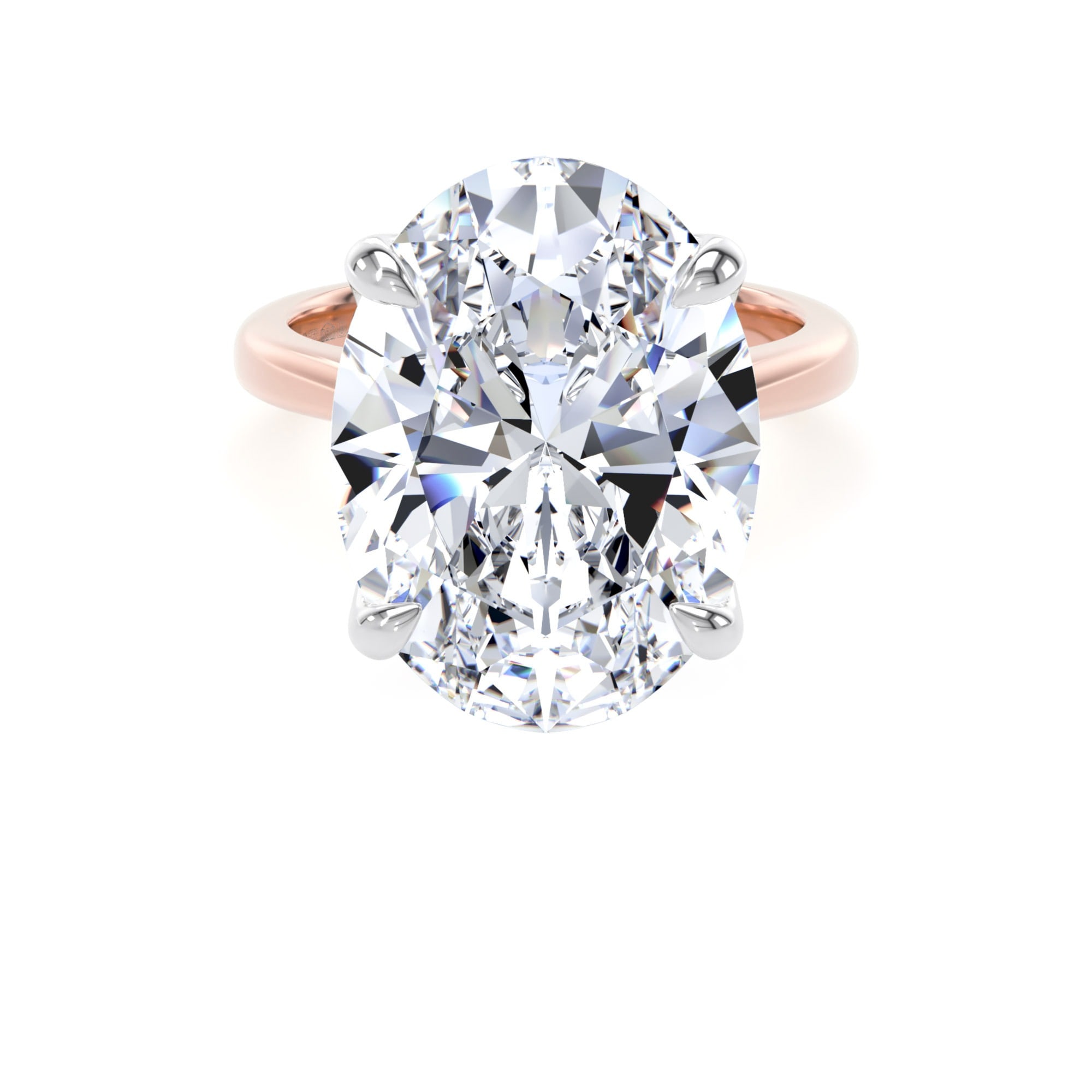 18ct Rose Gold and Platinum 10.00cttw Oval Cut Lab Grown Diamond Solitaire Engagement Ring