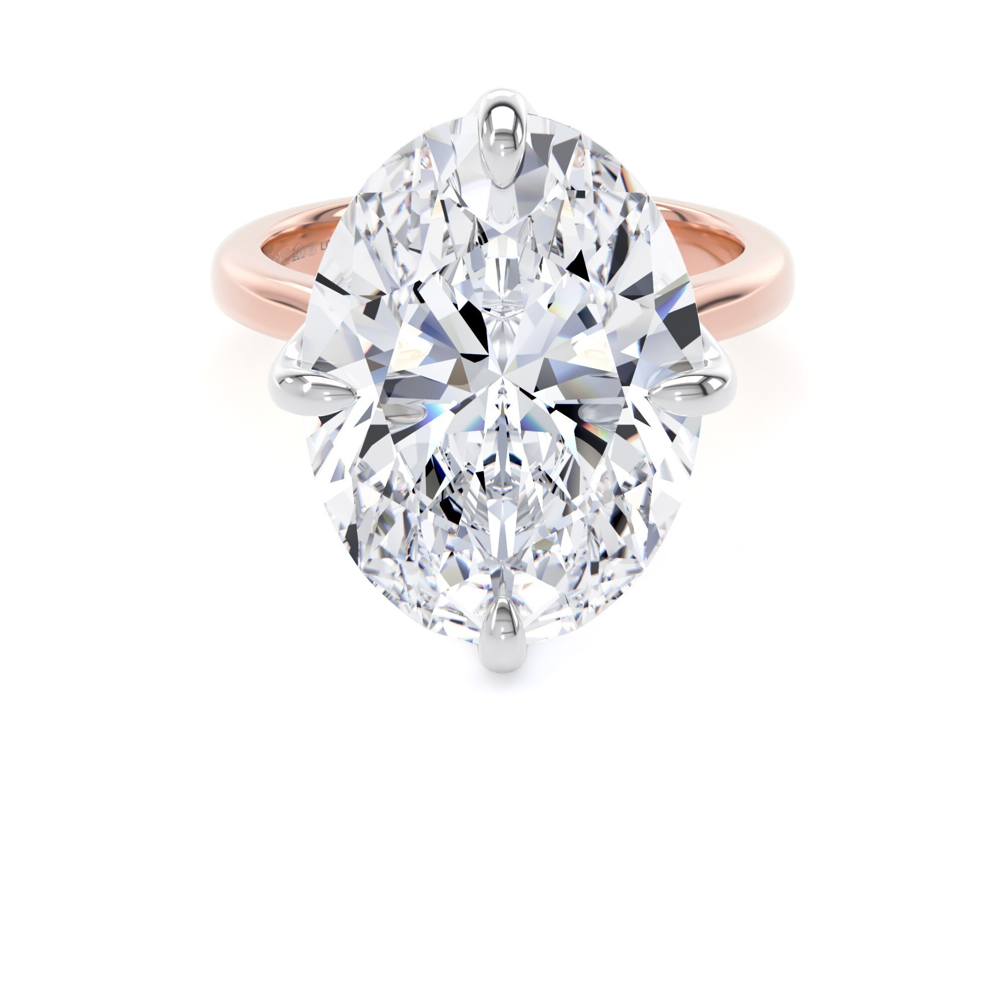 18ct Rose Gold and Platinum Compass Set 10.00cttw Oval Cut Lab Grown Diamond Solitaire Engagement Ring