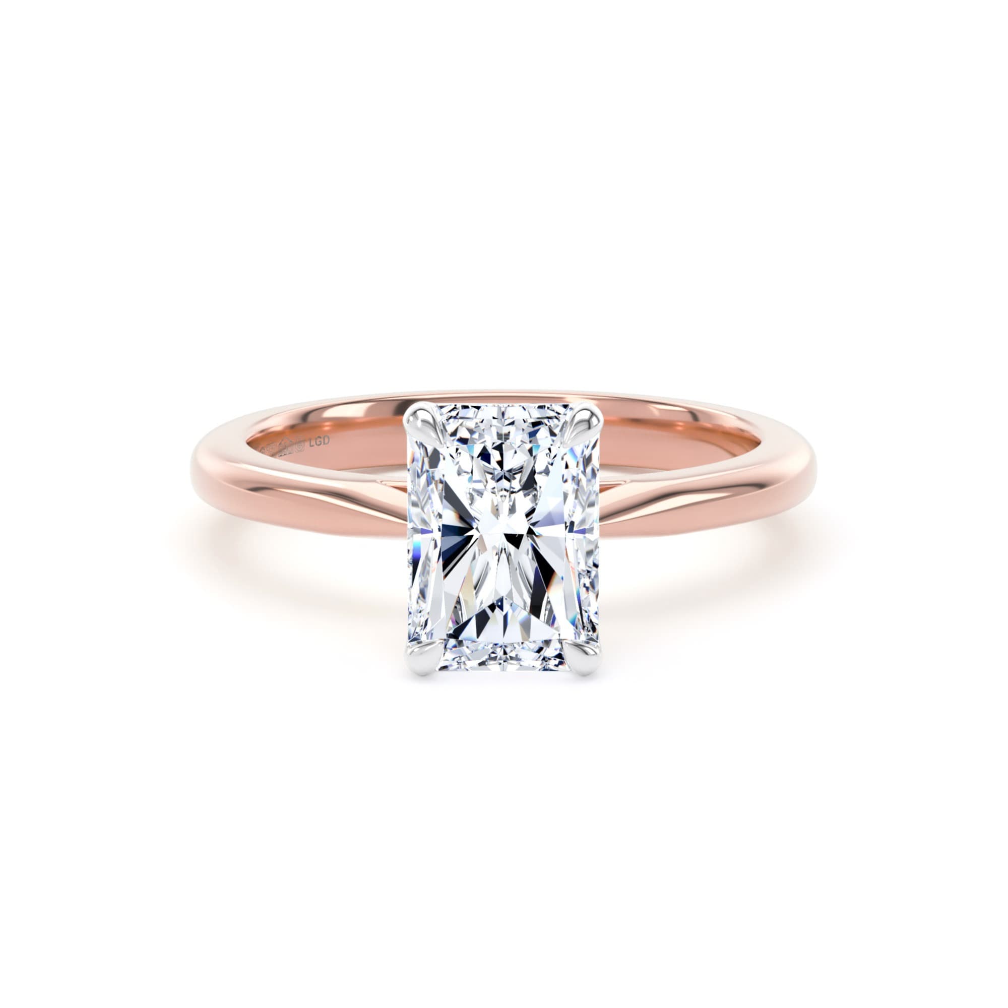 18ct Rose Gold and Platinum 1.50cttw Radiant Cut Lab Grown Diamond Solitaire Engagement Ring