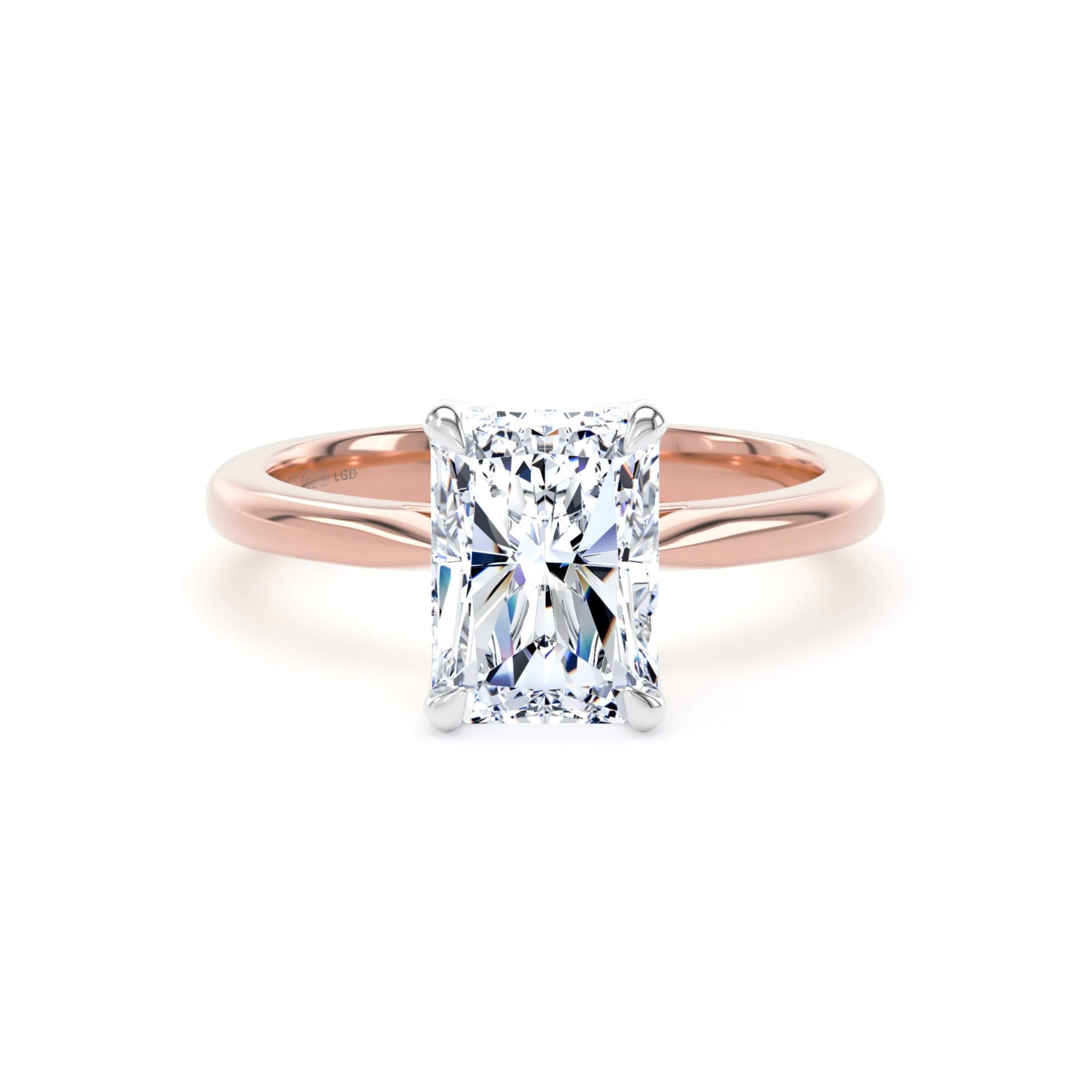 18ct Rose Gold and Platinum 2.00cttw Radiant Cut Lab Grown Diamond Solitaire Engagement Ring