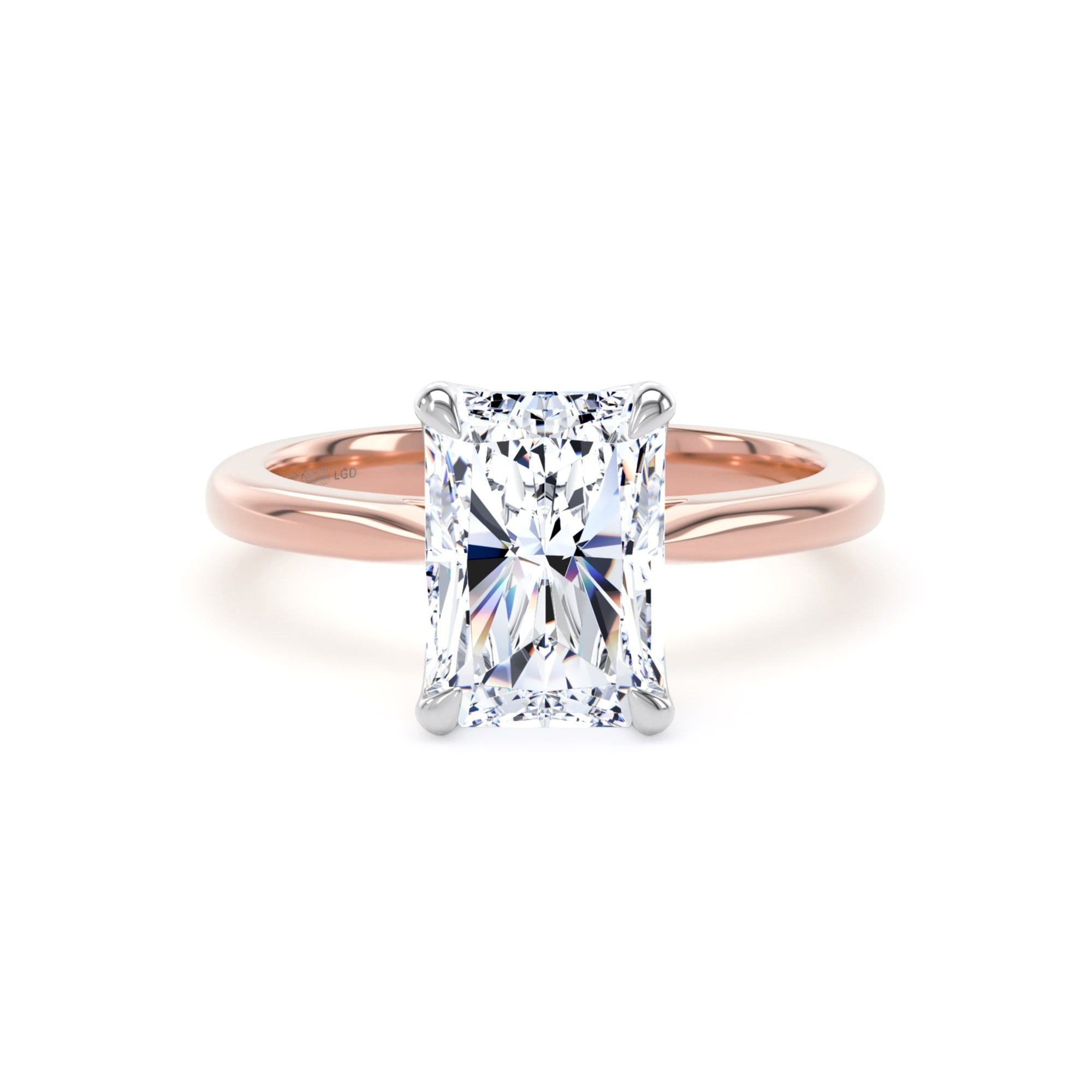 18ct Rose Gold and Platinum 3.00cttw Radiant Cut Lab Grown Diamond Solitaire Engagement Ring