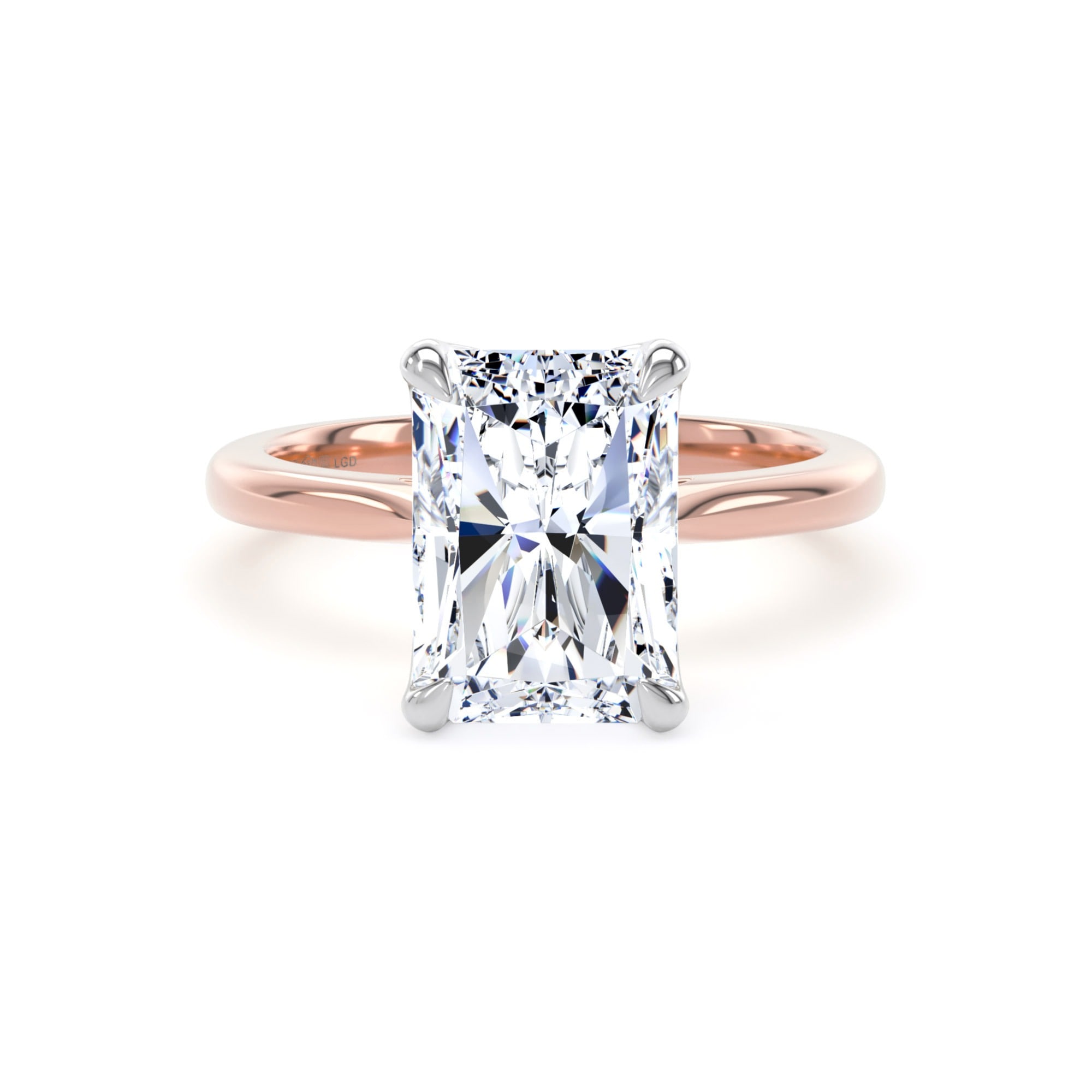 18ct Rose Gold and Platinum 4.00cttw Radiant Cut Lab Grown Diamond Solitaire Engagement Ring