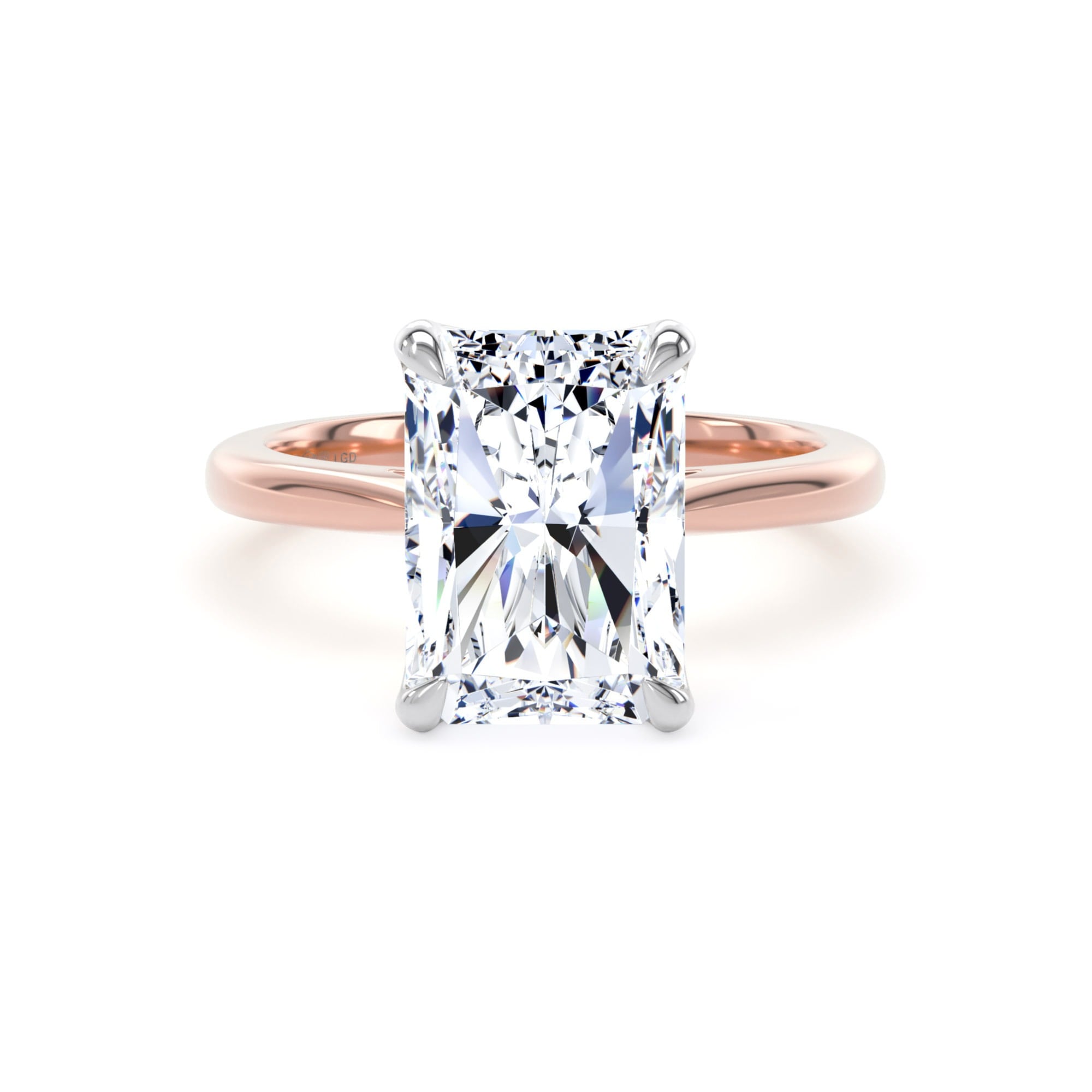 18ct Rose Gold and Platinum 5.00cttw Radiant Cut Lab Grown Diamond Solitaire Engagement Ring