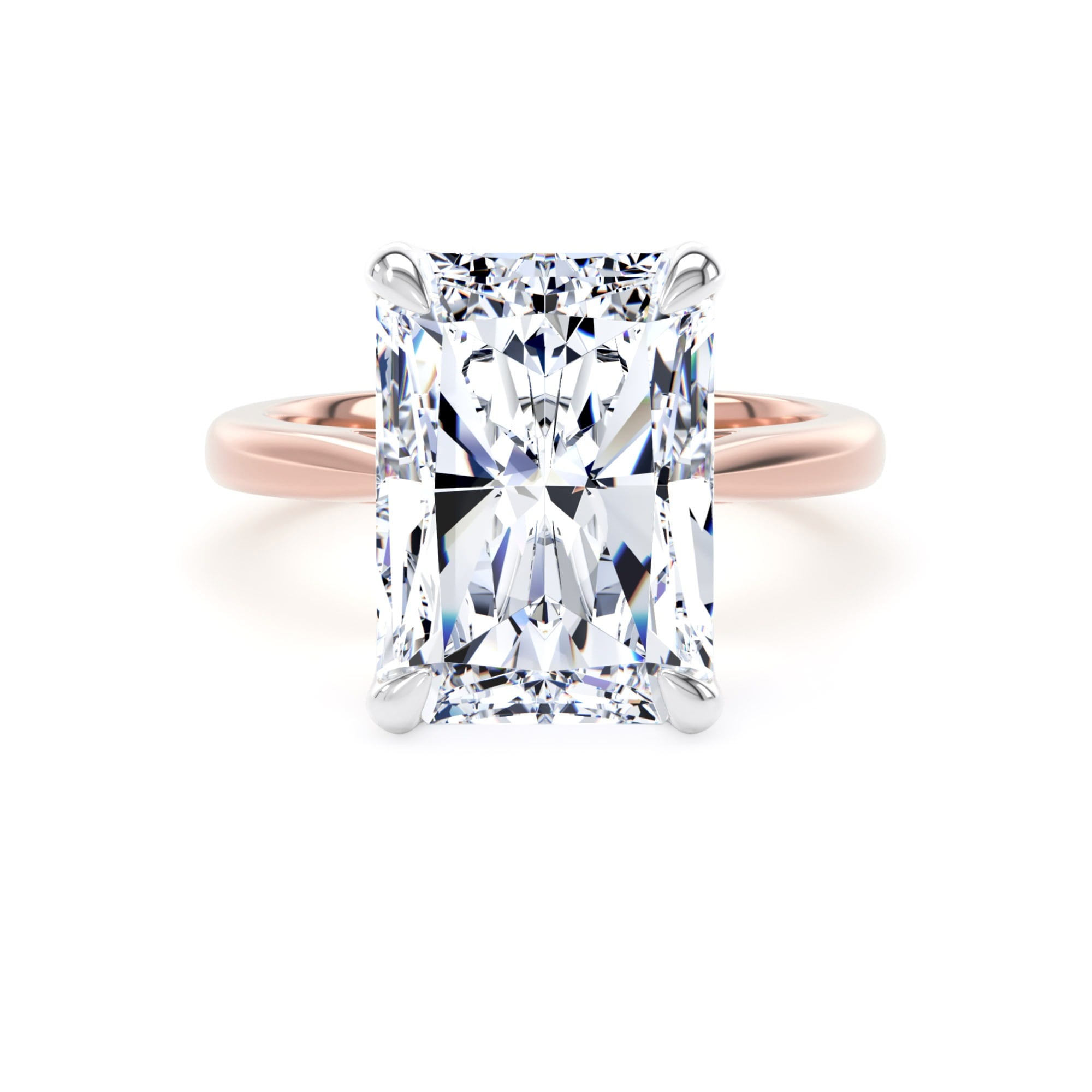 18ct Rose Gold and Platinum 7.00cttw Radiant Cut Lab Grown Diamond Solitaire Engagement Ring