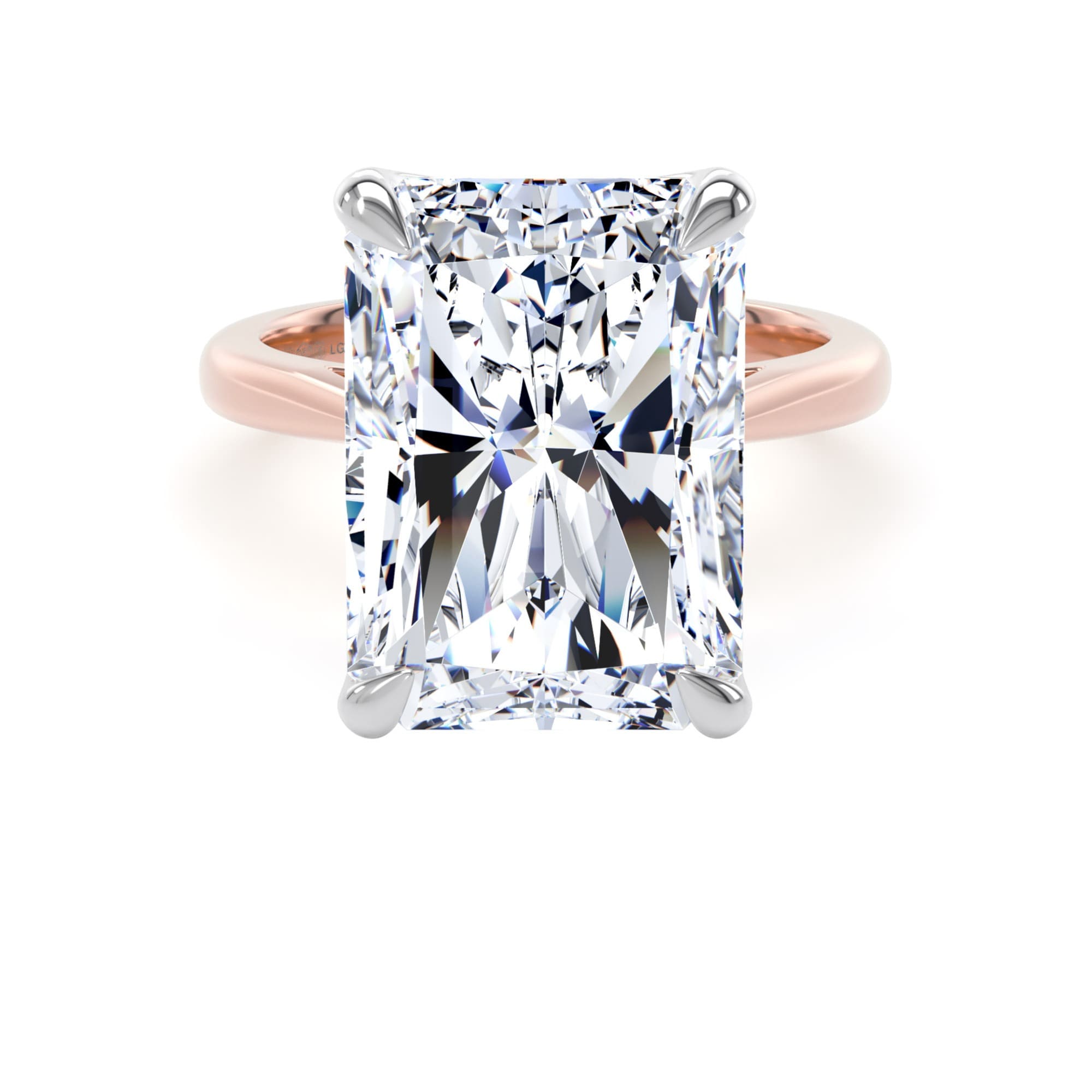 18ct Rose Gold and Platinum 10.00cttw Radiant Cut Lab Grown Diamond Solitaire Engagement Ring