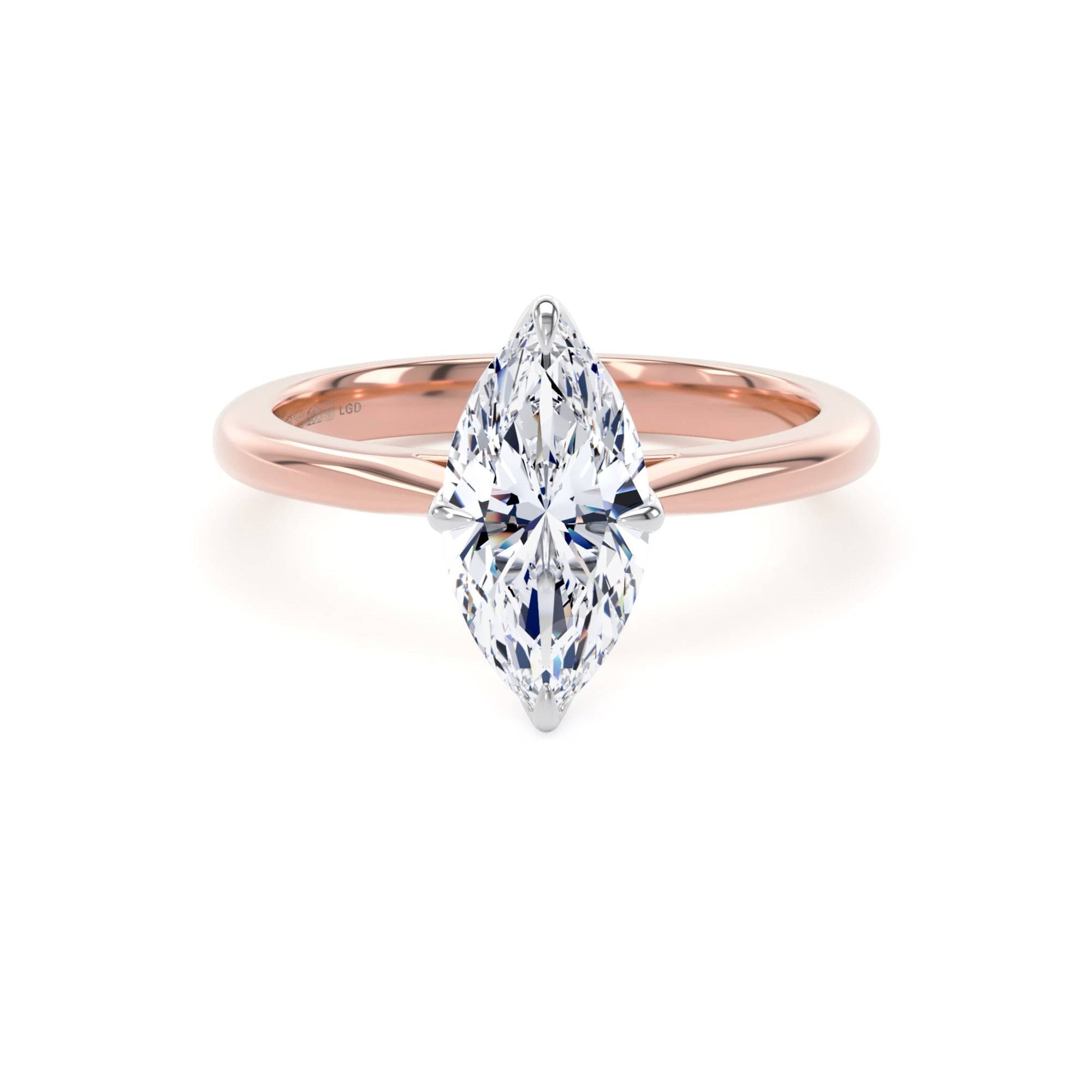 18ct Rose Gold and Platinum 1.50cttw Marquise Cut Lab Grown Diamond Solitaire Engagement Ring