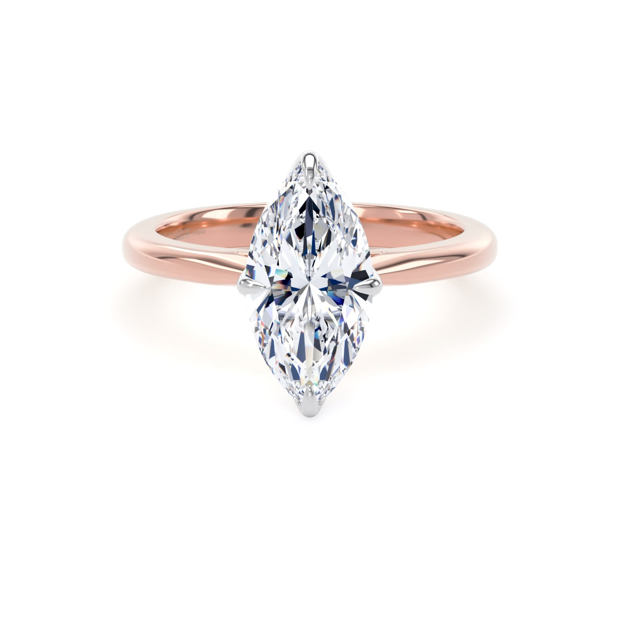 18ct Rose Gold and Platinum 2.00cttw Marquise Cut Lab Grown Diamond Solitaire Engagement Ring