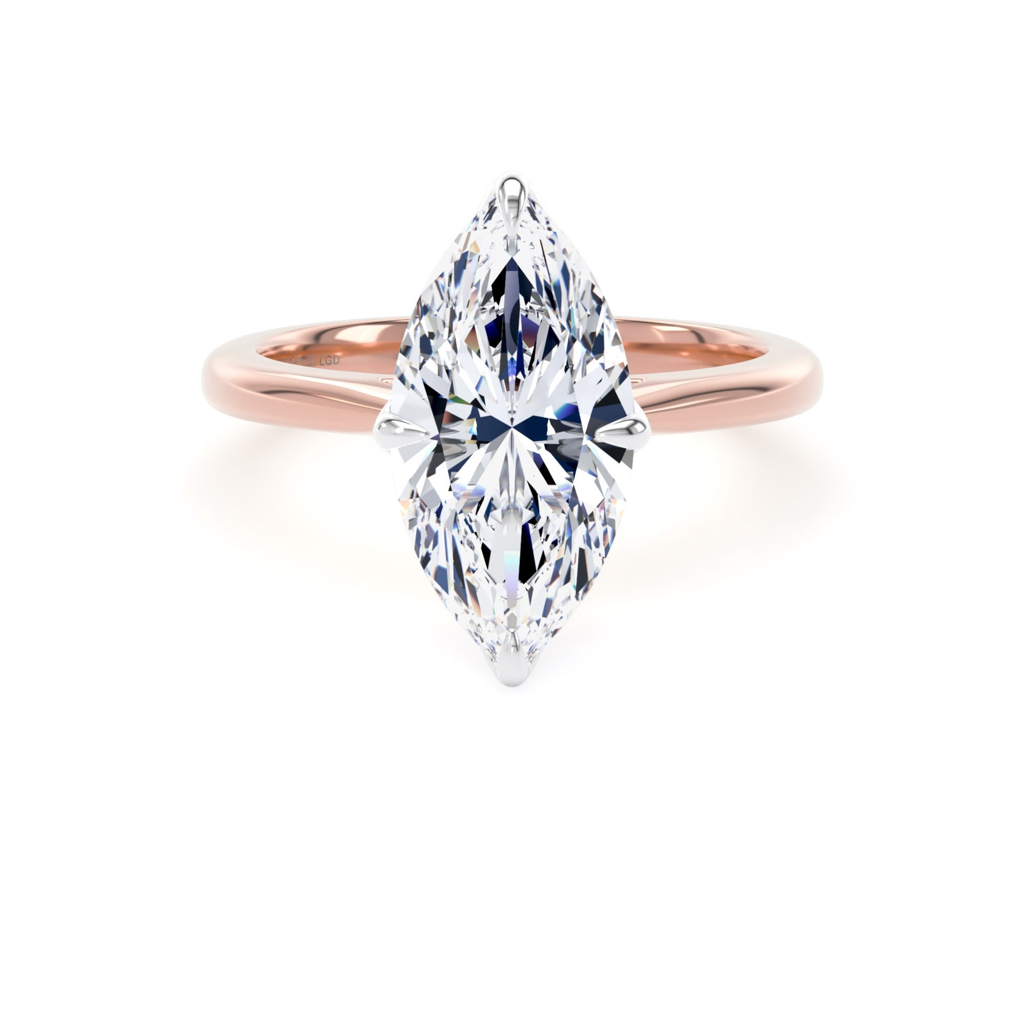 18ct Rose Gold and Platinum 3.00cttw Marquise Cut Lab Grown Diamond Solitaire Engagement Ring