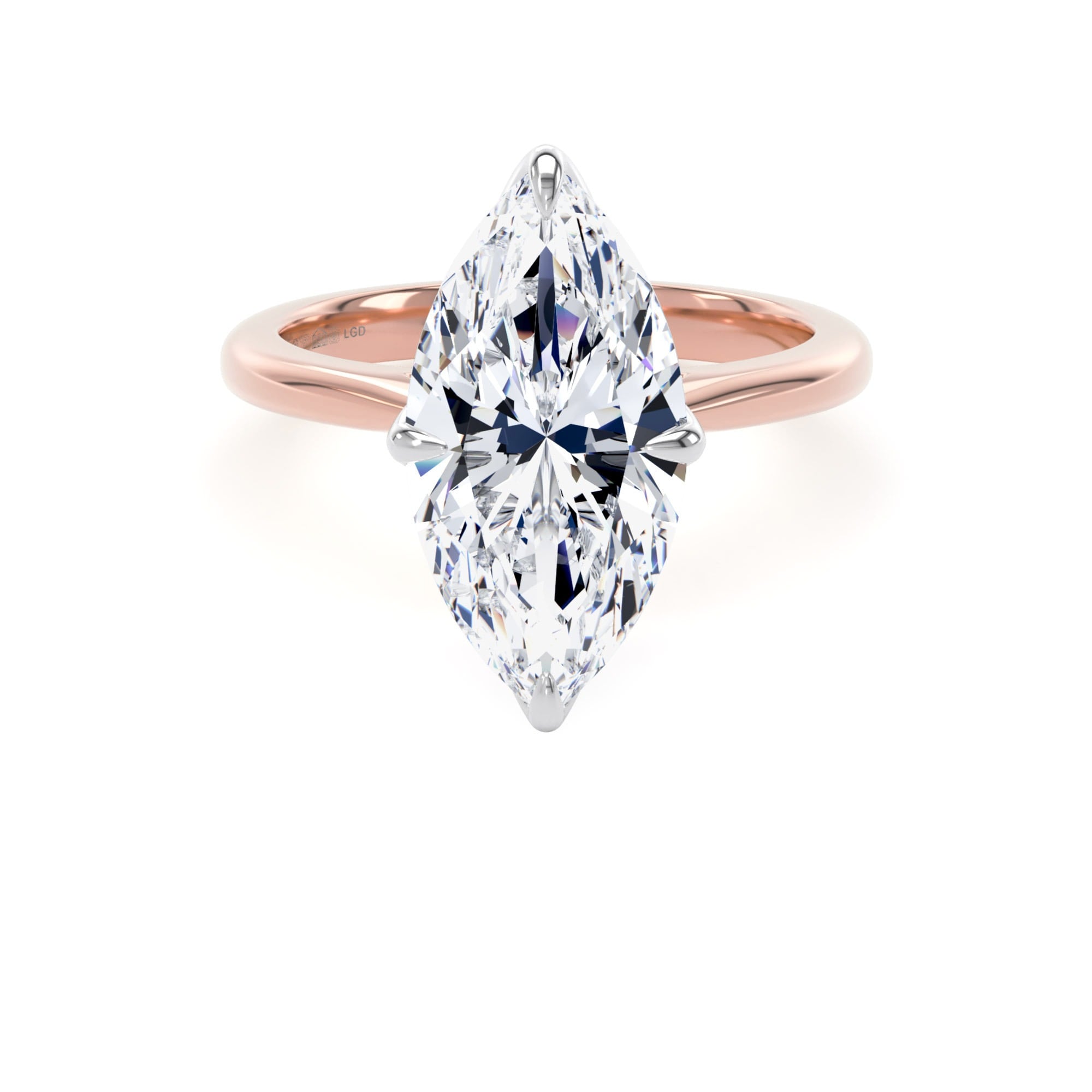 18ct Rose Gold and Platinum 4.00cttw Marquise Cut Lab Grown Diamond Solitaire Engagement Ring