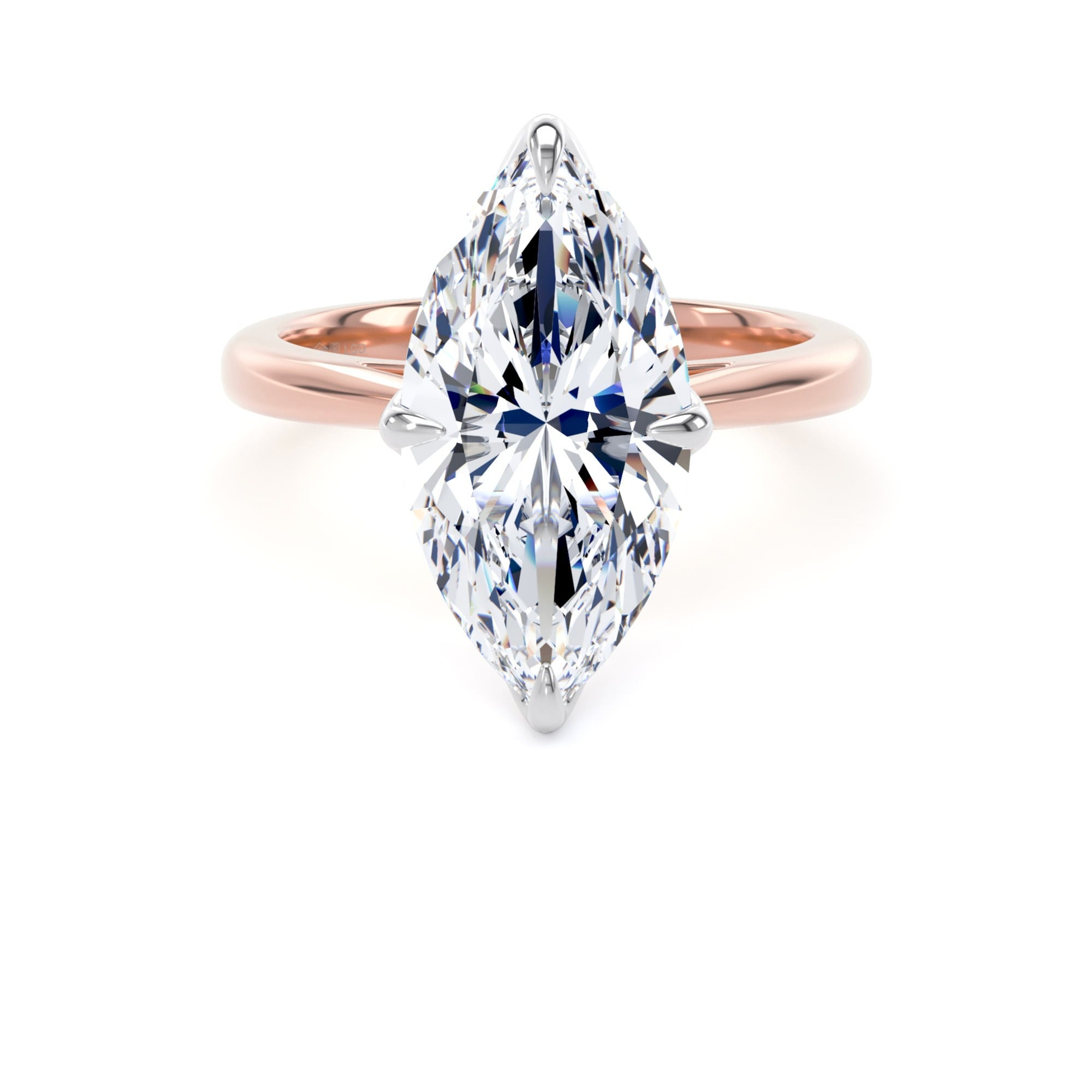 18ct Rose Gold and Platinum 5.00cttw Marquise Cut Lab Grown Diamond Solitaire Engagement Ring
