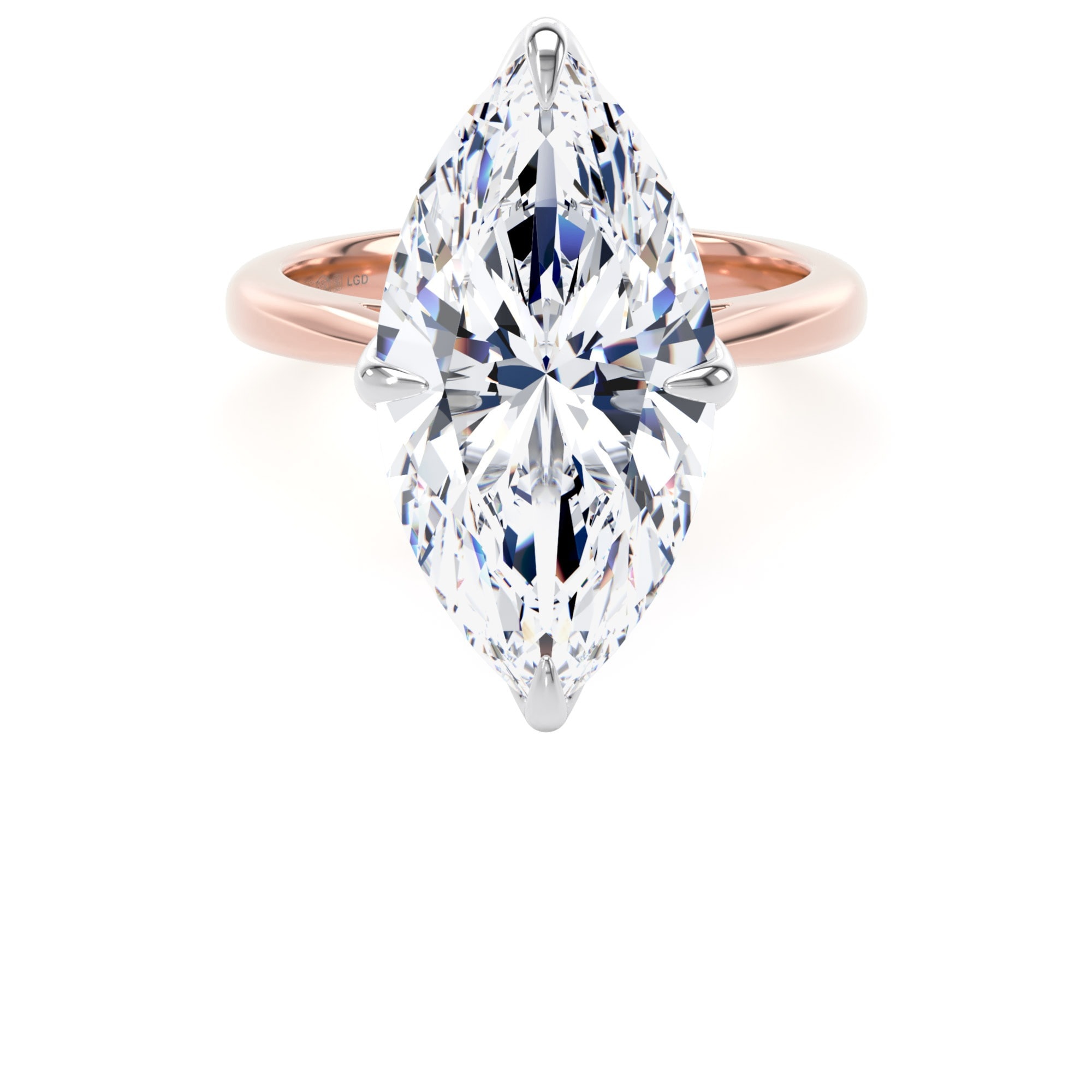 18ct Rose Gold and Platinum 7.00cttw Marquise Cut Lab Grown Diamond Solitaire Engagement Ring