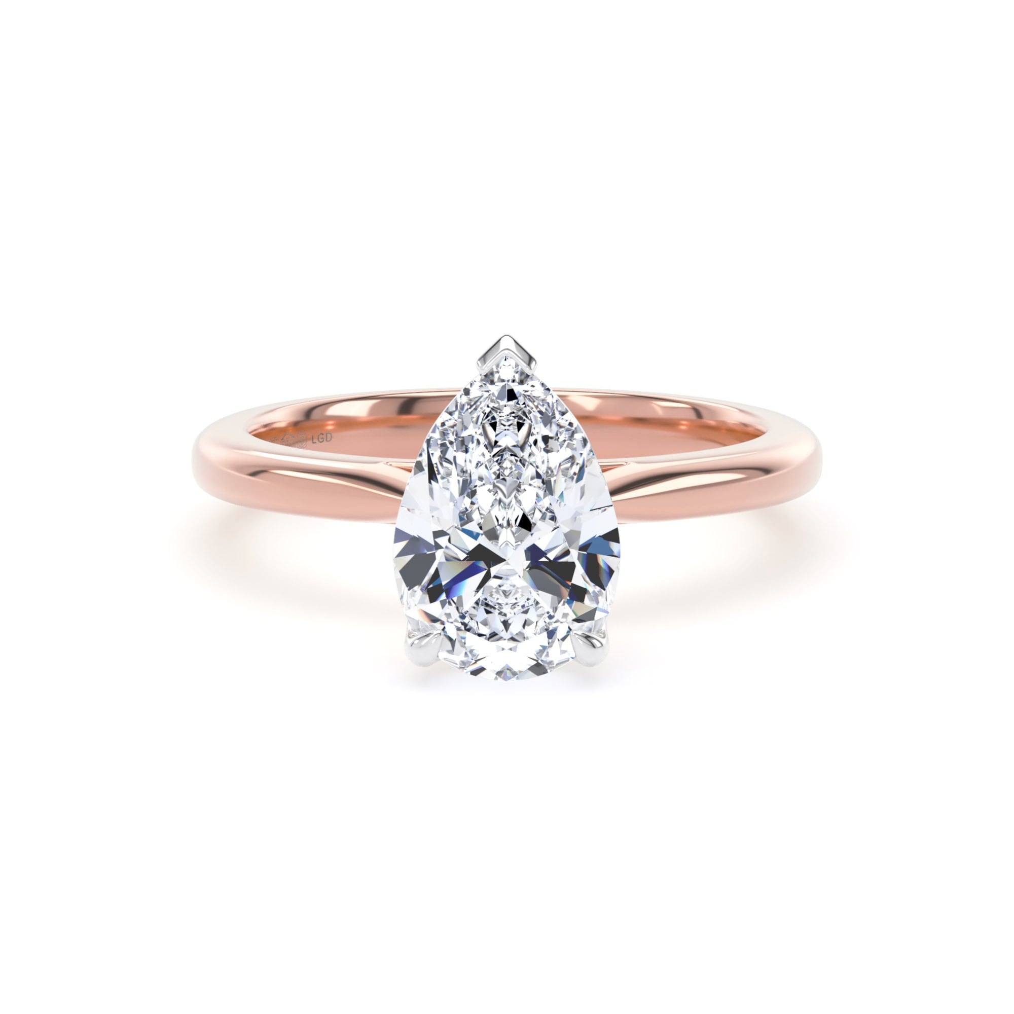 18ct Rose Gold and Platinum 1.50cttw Pear Cut Lab Grown Diamond Solitaire Engagement Ring