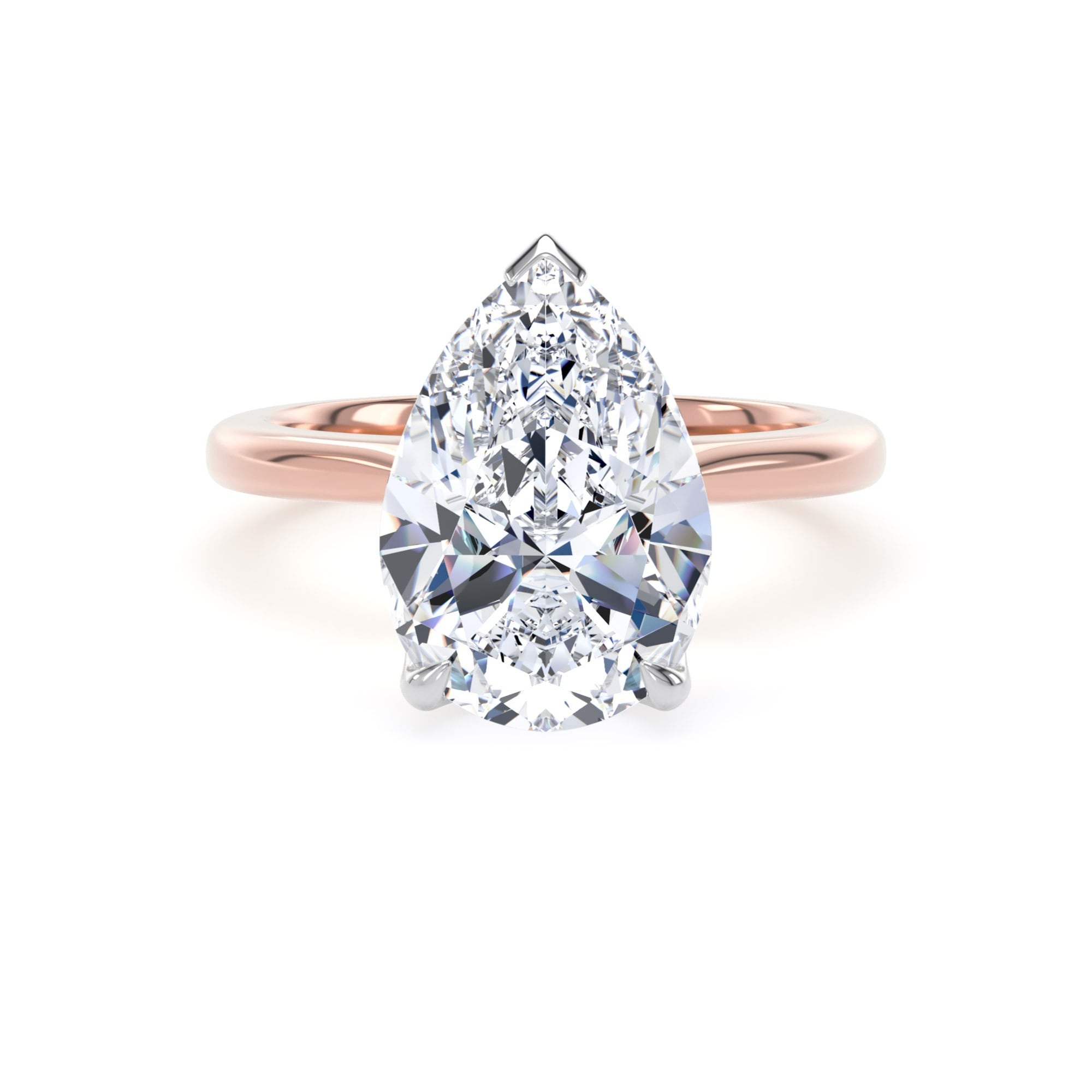 18ct Rose Gold and Platinum 4.00cttw Pear Cut Lab Grown Diamond Solitaire Engagement Ring