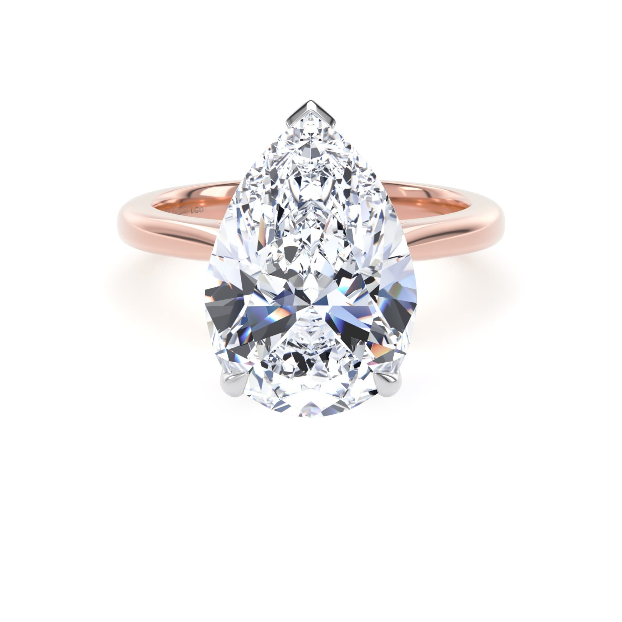 18ct Rose Gold and Platinum 5.00cttw Pear Cut Lab Grown Diamond Solitaire Engagement Ring