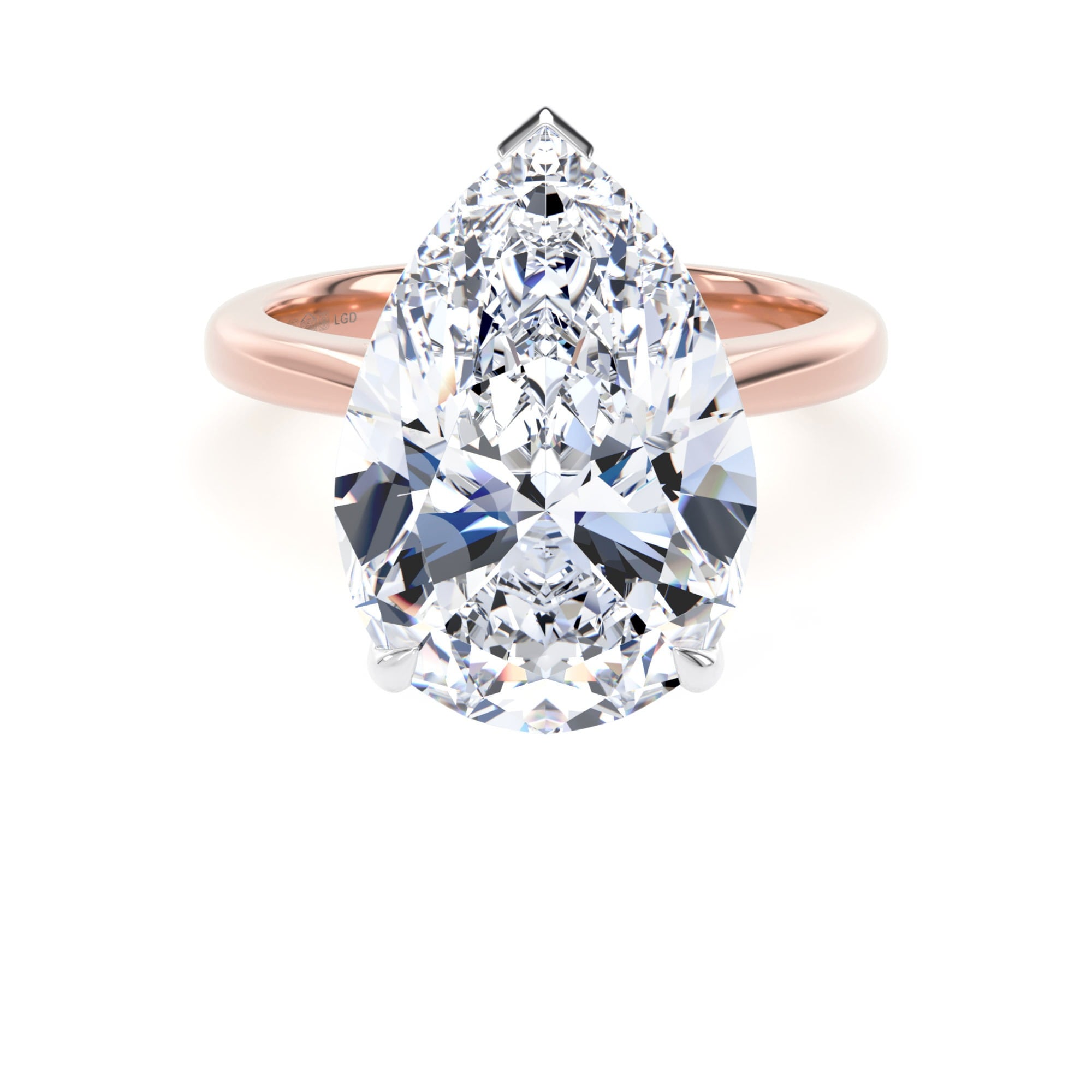 18ct Rose Gold and Platinum 7.00cttw Pear Cut Lab Grown Diamond Solitaire Engagement Ring