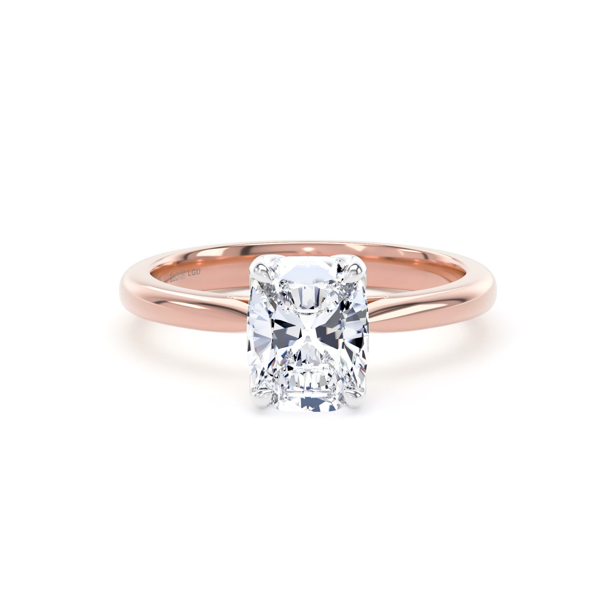 18ct Rose Gold and Platinum 1.50cttw Elongated Cushion Cut Lab Grown Diamond Solitaire Engagement Ring