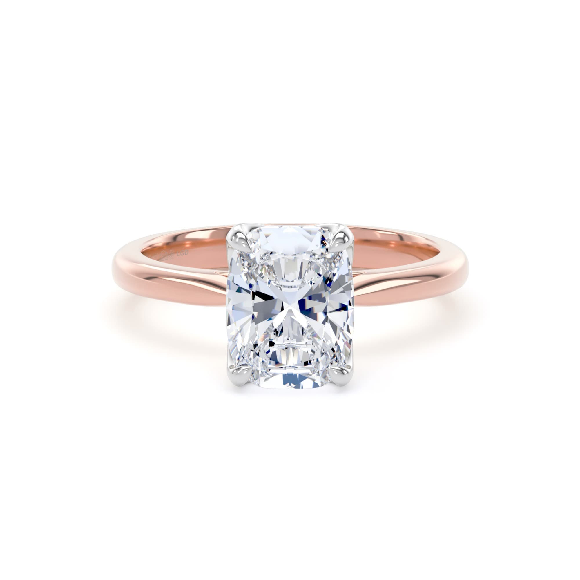 18ct Rose Gold and Platinum 2.00cttw Elongated Cushion Cut Lab Grown Diamond Solitaire Engagement Ring