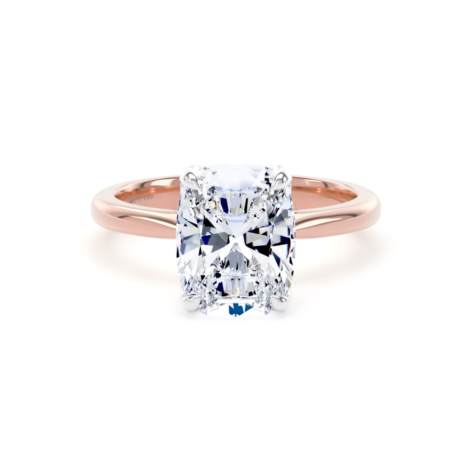 18ct Rose Gold and Platinum 3.00cttw Elongated Cushion Cut Lab Grown Diamond Solitaire Engagement Ring