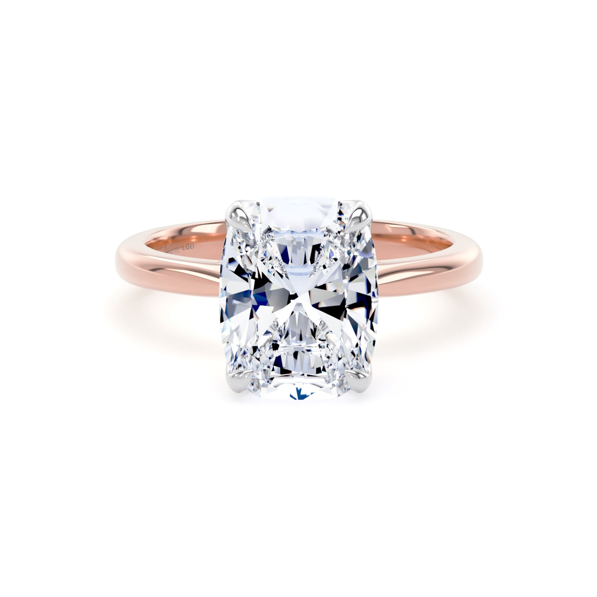 18ct Rose Gold and Platinum 4.00cttw Elongated Cushion Cut Lab Grown Diamond Solitaire Engagement Ring