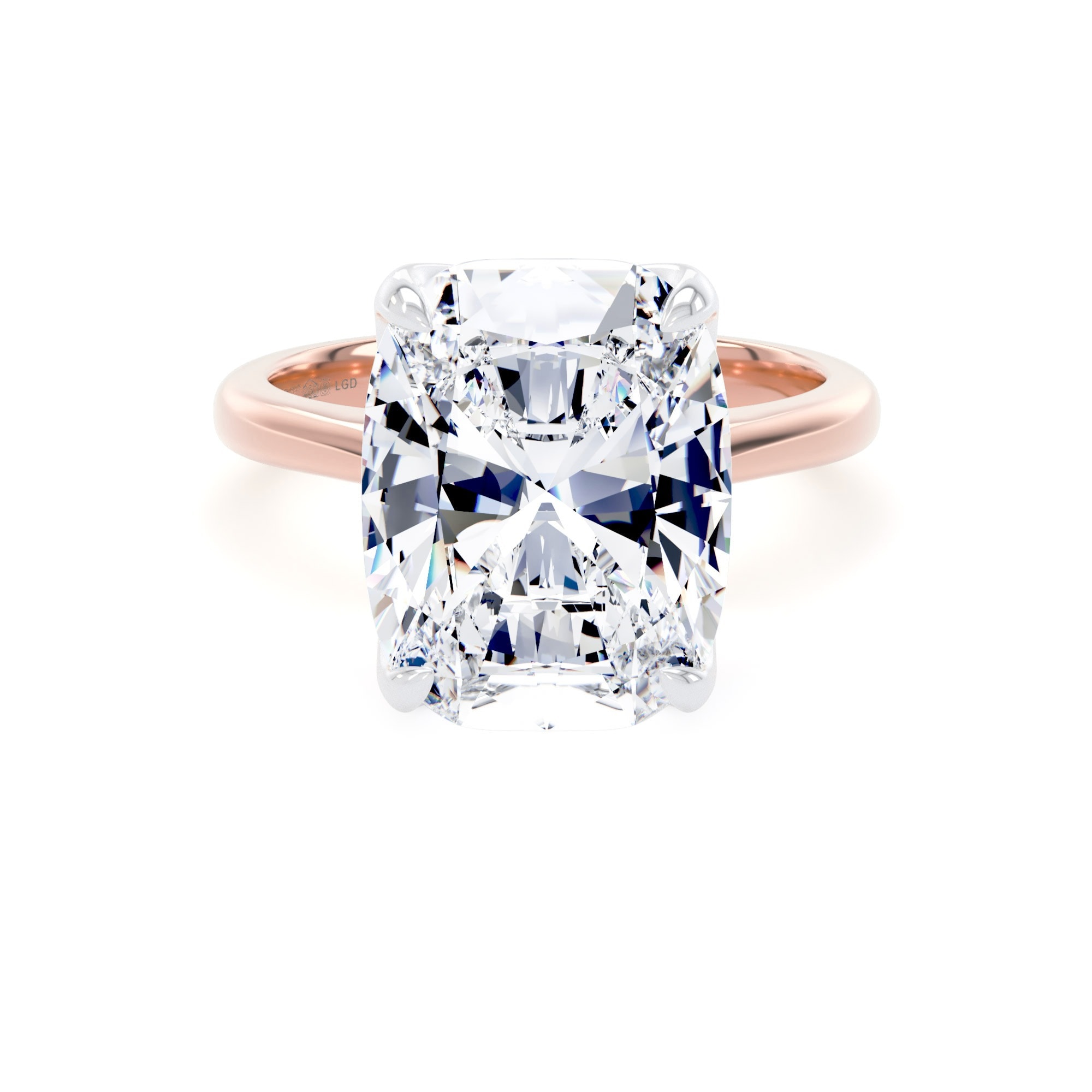 18ct Rose Gold and Platinum 7.00cttw Elongated Cushion Cut Lab Grown Diamond Solitaire Engagement Ring