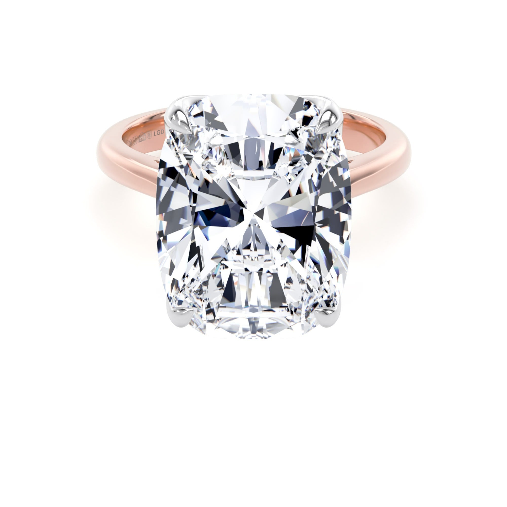 18ct Rose Gold and Platinum 10.00cttw Elongated Cushion Cut Lab Grown Diamond Solitaire Engagement Ring