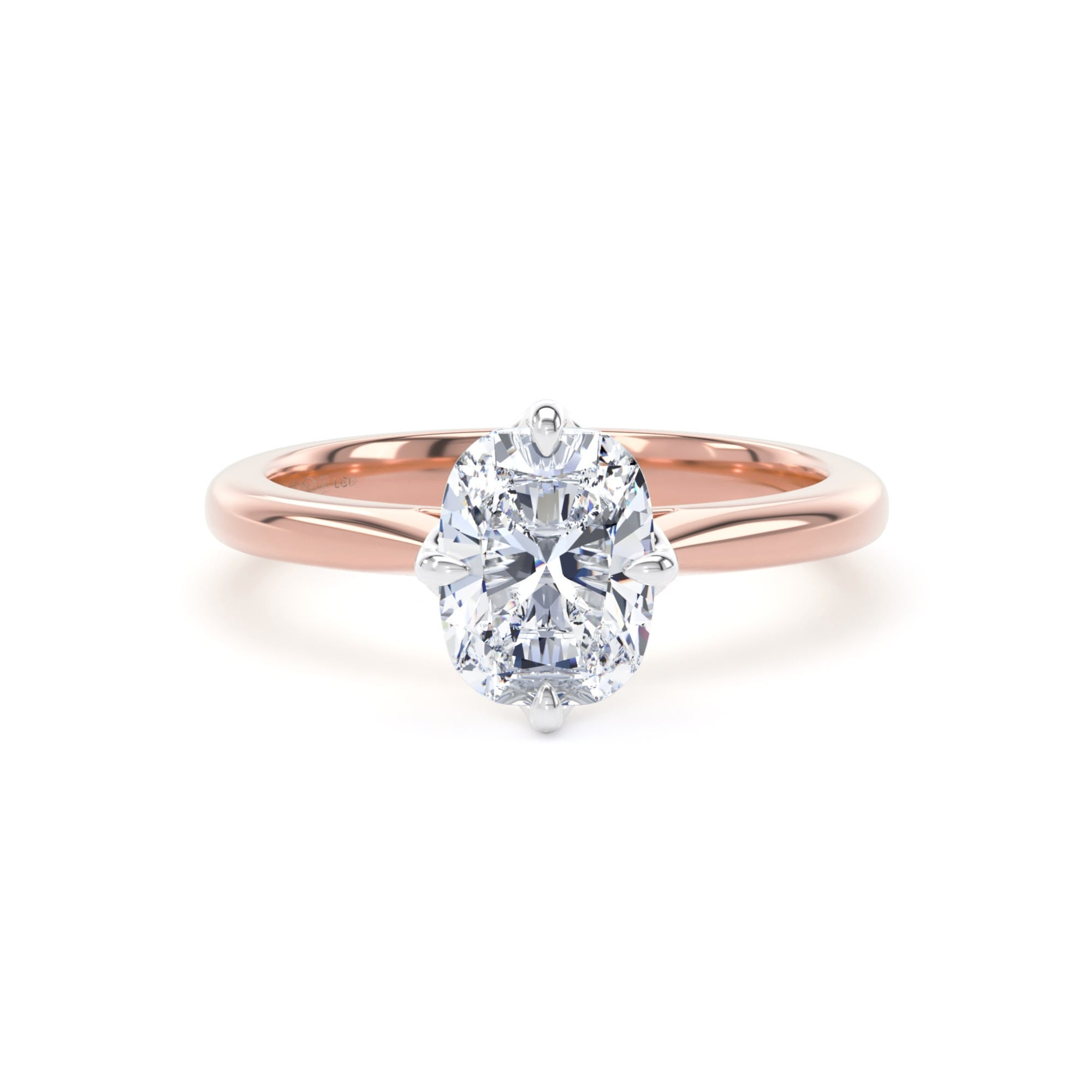18ct Rose Gold and Platinum Compass Set 1.50cttw Elongated Cushion Cut Lab Grown Diamond Solitaire Engagement Ring
