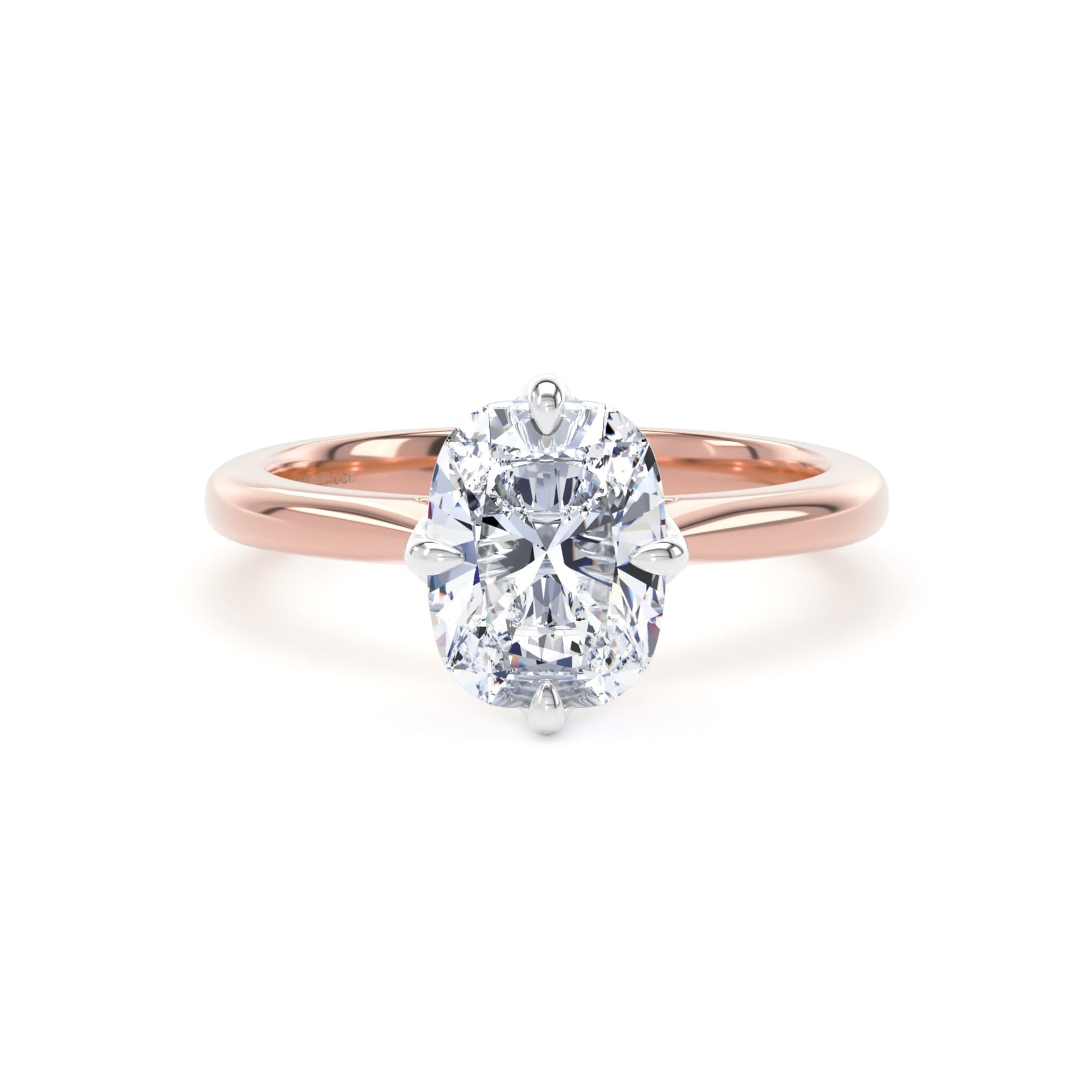 18ct Rose Gold and Platinum Compass Set 2.00cttw Elongated Cushion Cut Lab Grown Diamond Solitaire Engagement Ring