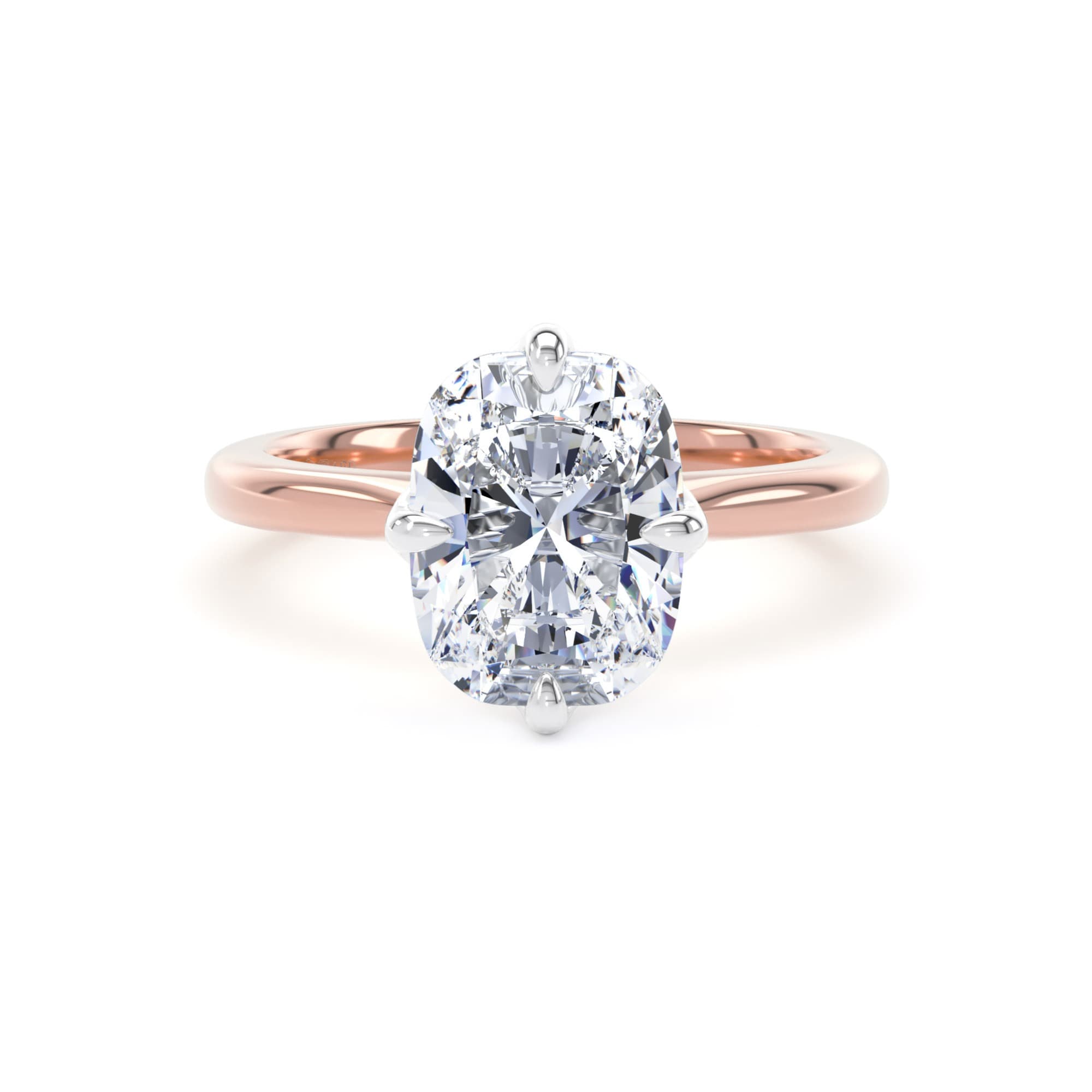 18ct Rose Gold and Platinum Compass Set 3.00cttw Elongated Cushion Cut Lab Grown Diamond Solitaire Engagement Ring