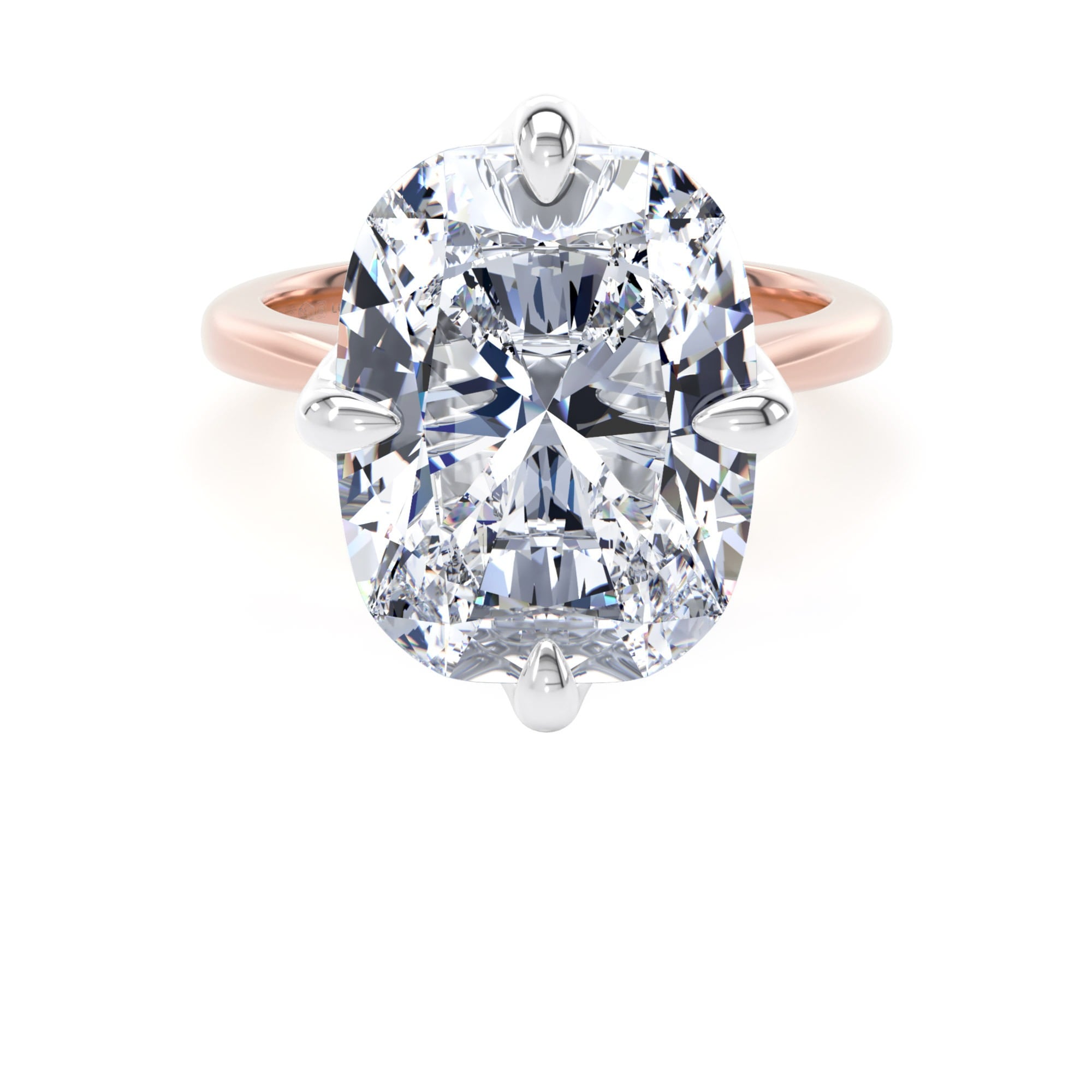 18ct Rose Gold and Platinum Compass Set 10.00cttw Elongated Cushion Cut Lab Grown Diamond Solitaire Engagement Ring