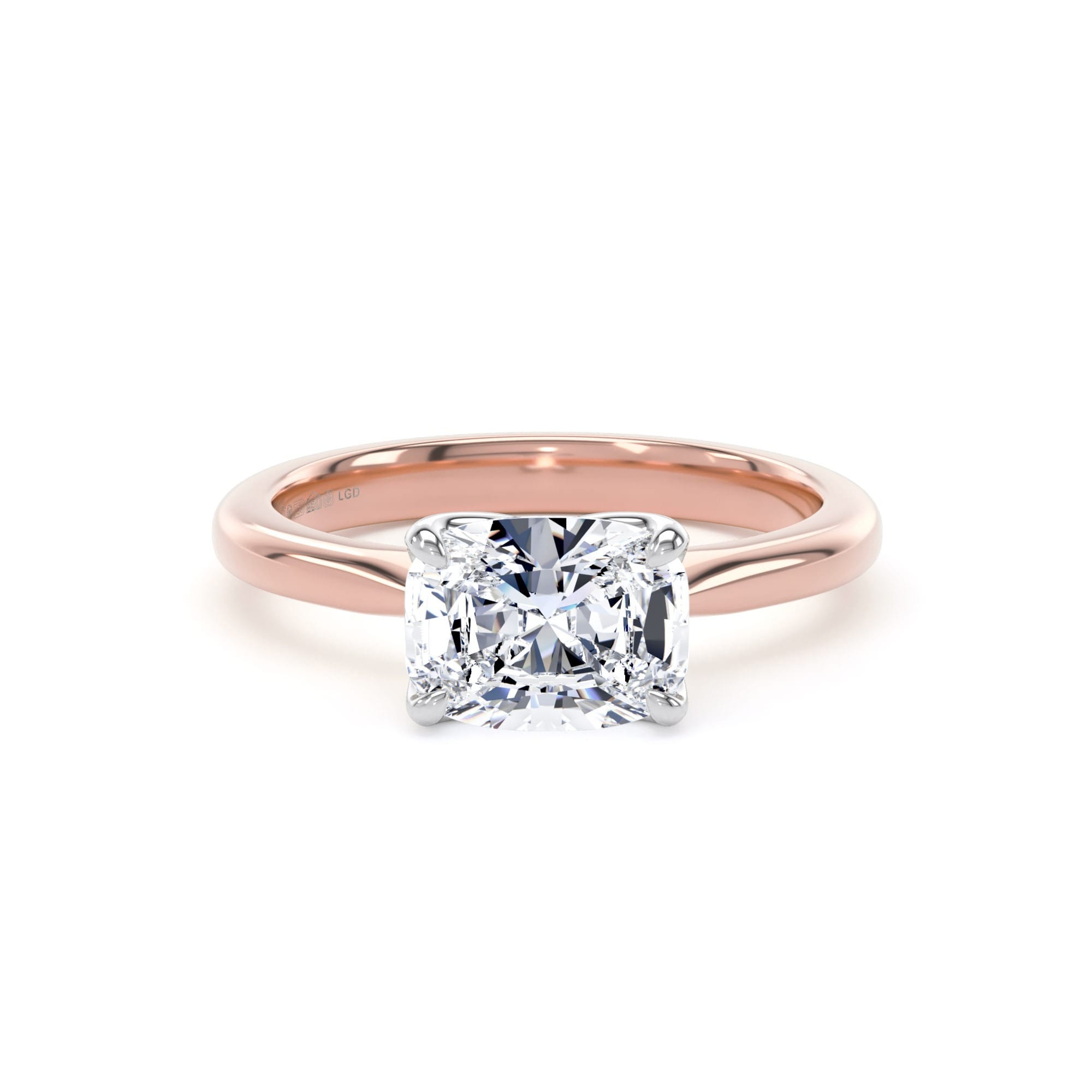 18ct Rose Gold and Platinum East-West 1.50cttw Elongated Cushion Cut Lab Grown Diamond Solitaire Engagement Ring