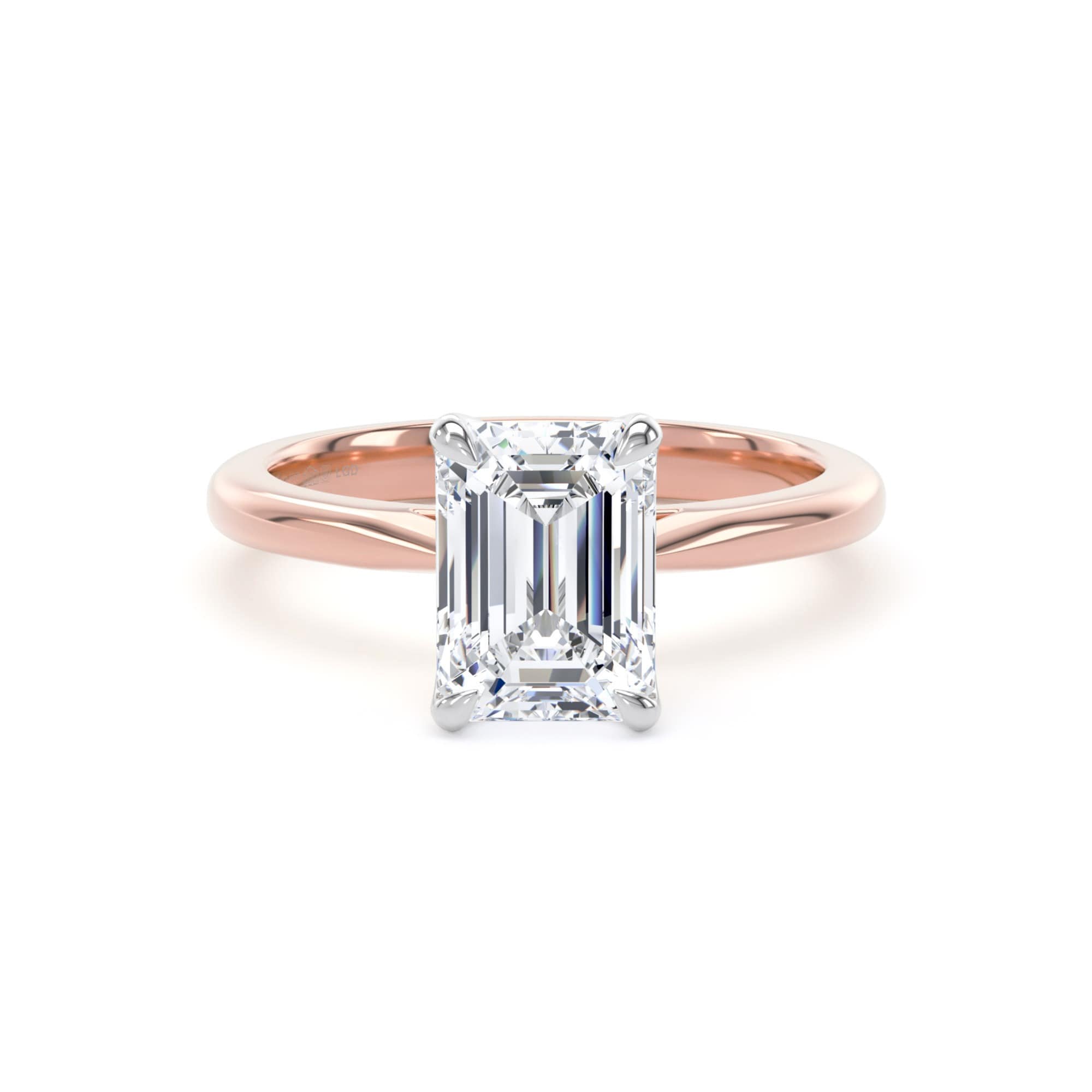 18ct Rose Gold and Platinum 2.00cttw Emerald Cut Lab Grown Diamond Solitaire Engagement Ring