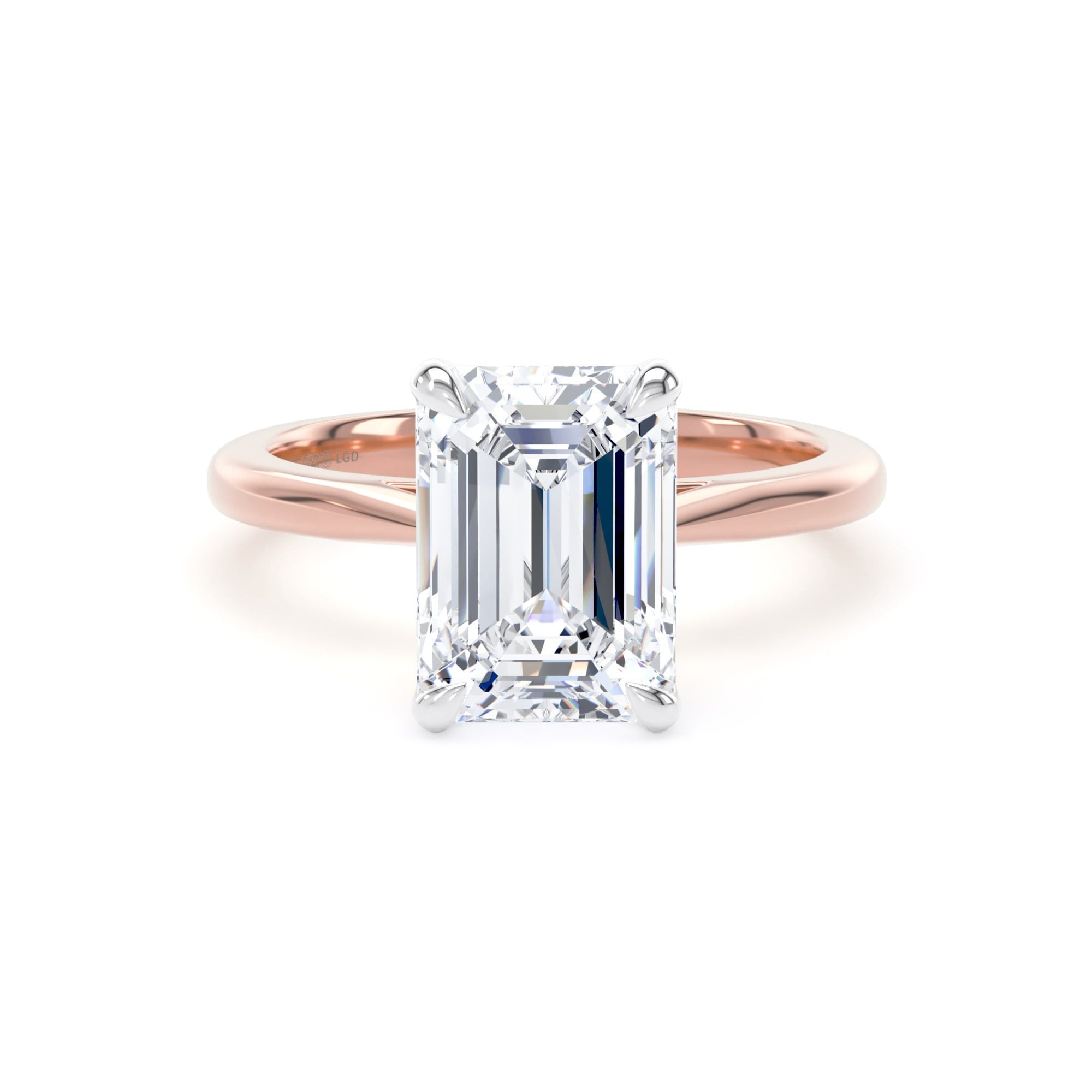 18ct Rose Gold and Platinum 3.00cttw Emerald Cut Lab Grown Diamond Solitaire Engagement Ring