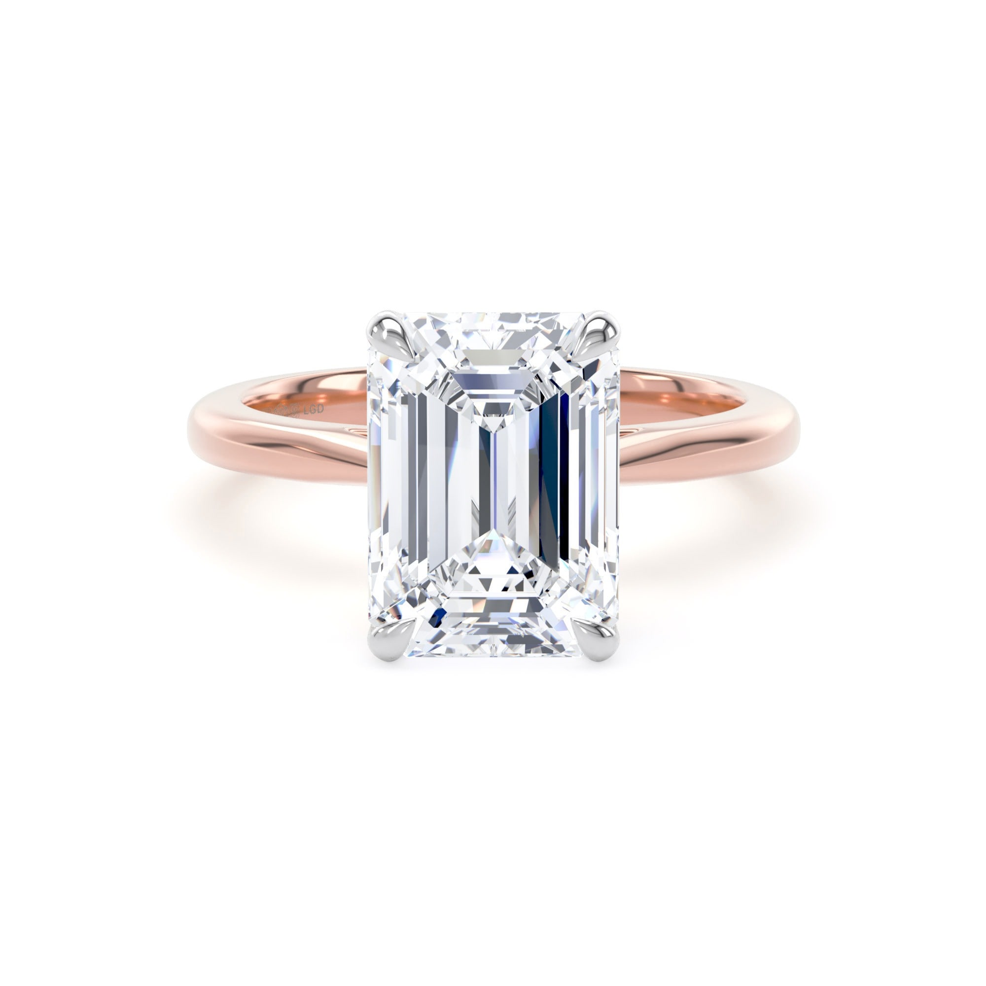 18ct Rose Gold and Platinum 4.00cttw Emerald Cut Lab Grown Diamond Solitaire Engagement Ring