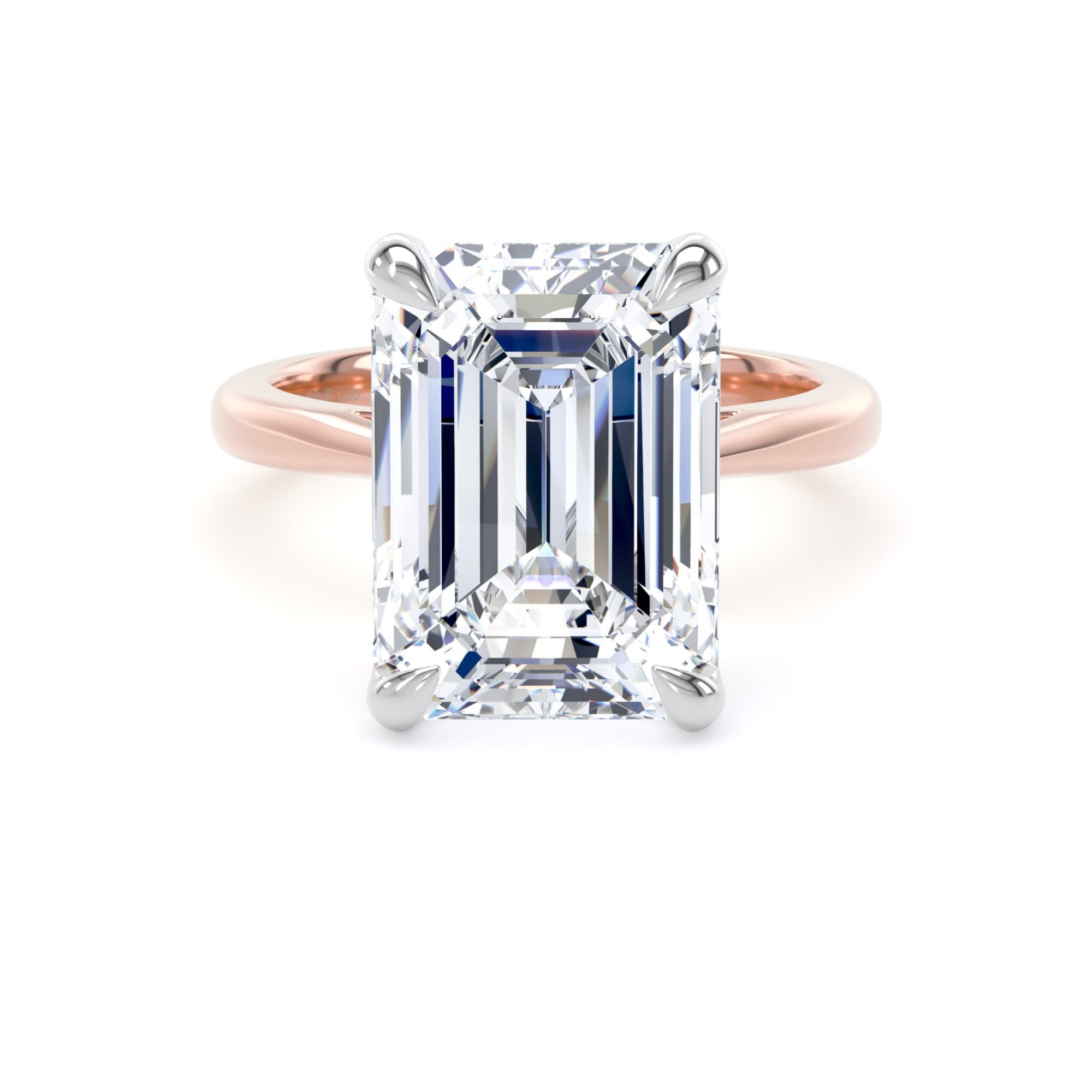 18ct Rose Gold and Platinum 7.00cttw Emerald Cut Lab Grown Diamond Solitaire Engagement Ring