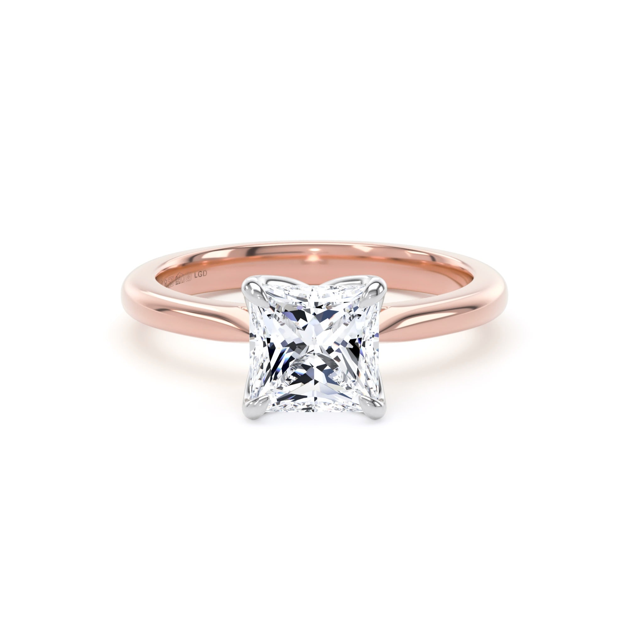 18ct Rose Gold and Platinum 1.50cttw Princess Cut Lab Grown Diamond Solitaire Engagement Ring