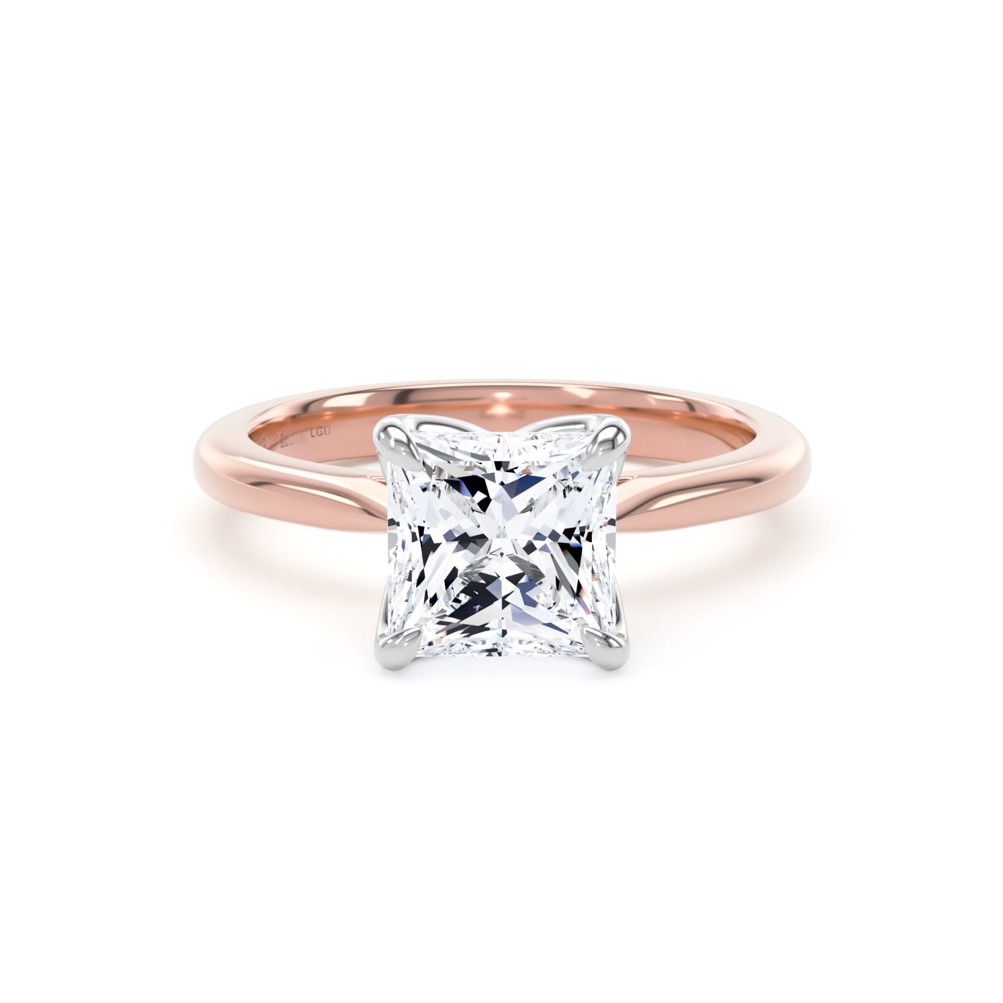 18ct Rose Gold and Platinum 2.00cttw Princess Cut Lab Grown Diamond Solitaire Engagement Ring
