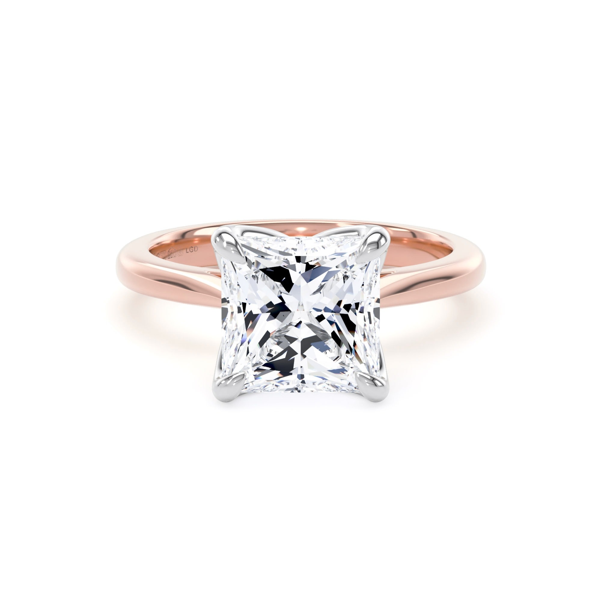 18ct Rose Gold and Platinum 3.00cttw Princess Cut Lab Grown Diamond Solitaire Engagement Ring