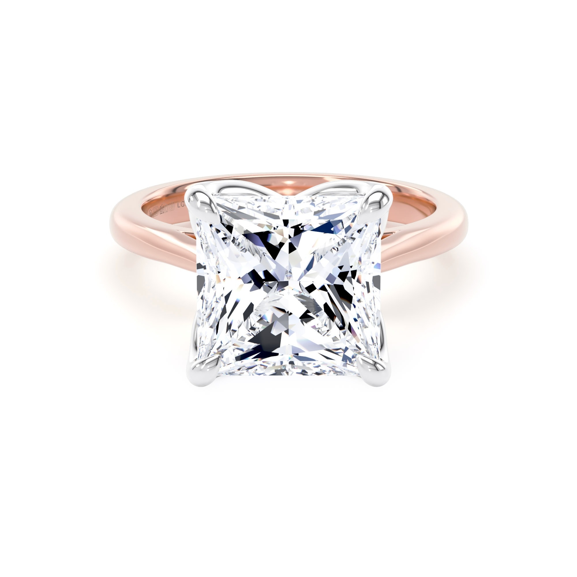 18ct Rose Gold and Platinum 5.00cttw Princess Cut Lab Grown Diamond Solitaire Engagement Ring