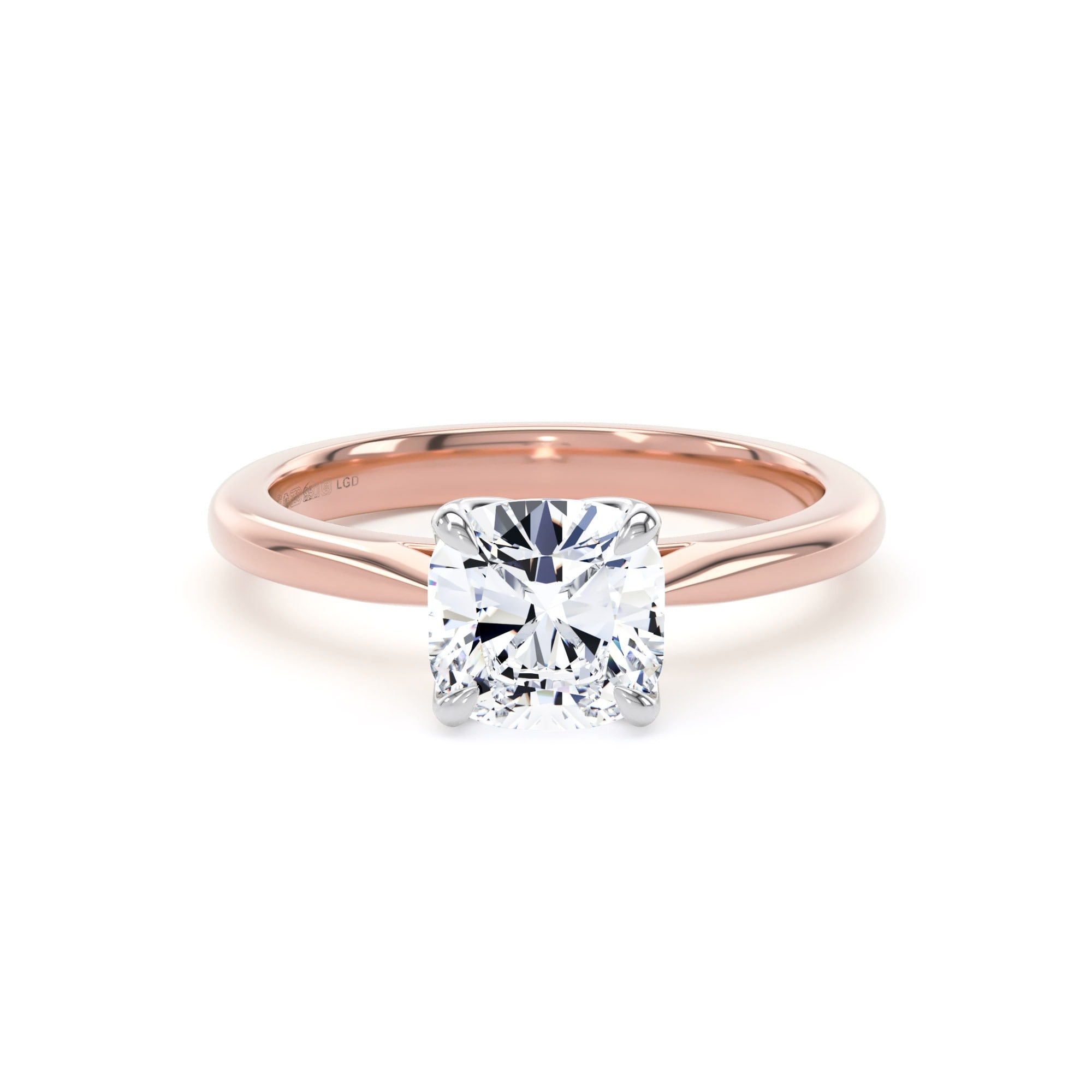 18ct Rose Gold and Platinum 1.50cttw Cushion Cut Lab Grown Diamond Solitaire Engagement Ring