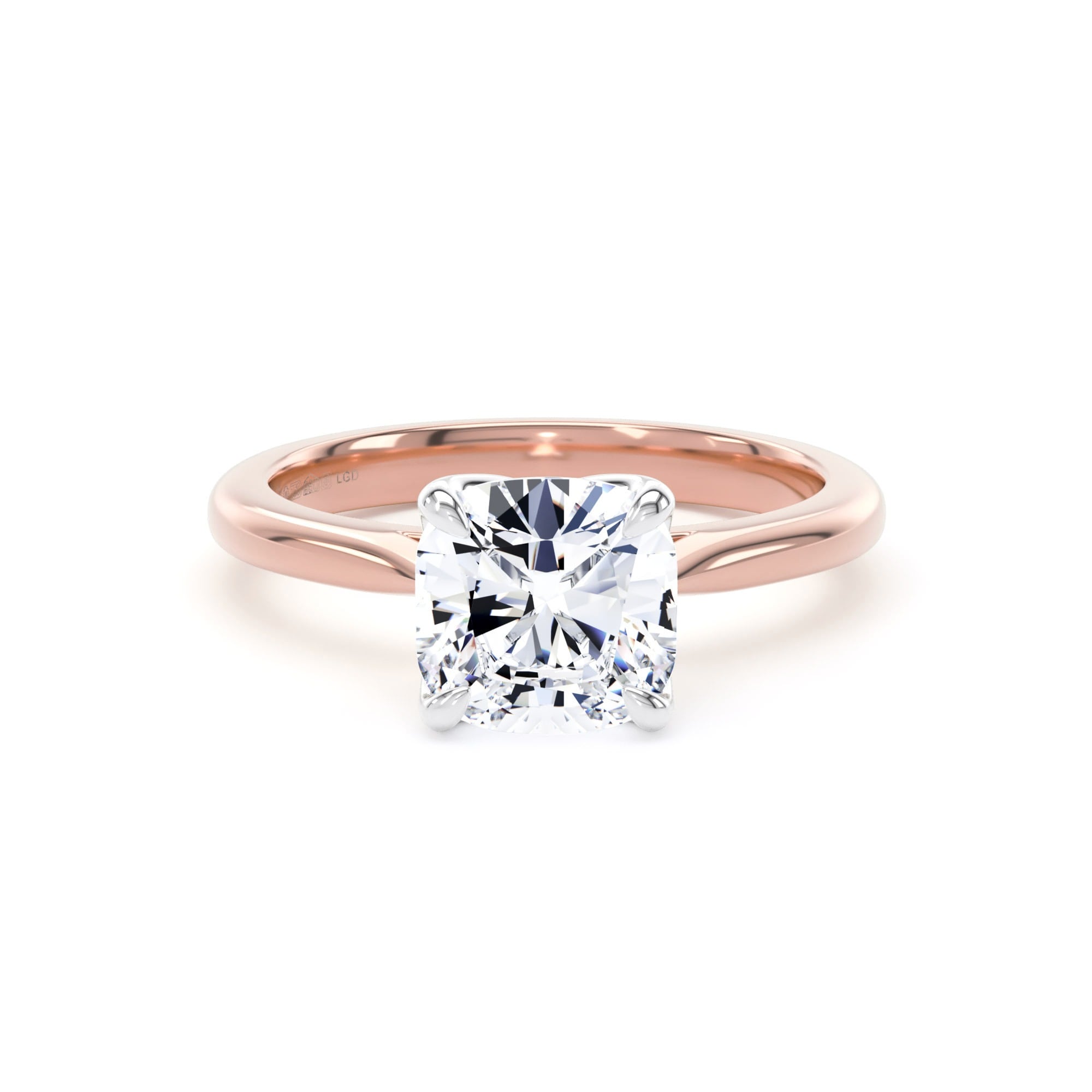 18ct Rose Gold and Platinum 2.00cttw Cushion Cut Lab Grown Diamond Solitaire Engagement Ring